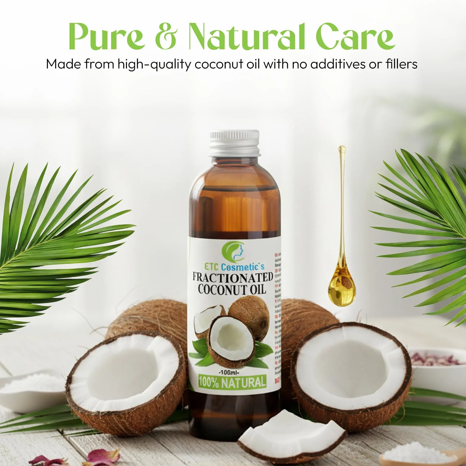 Natural Fractionated Coconut Oil 100ml Puro 100% Natural