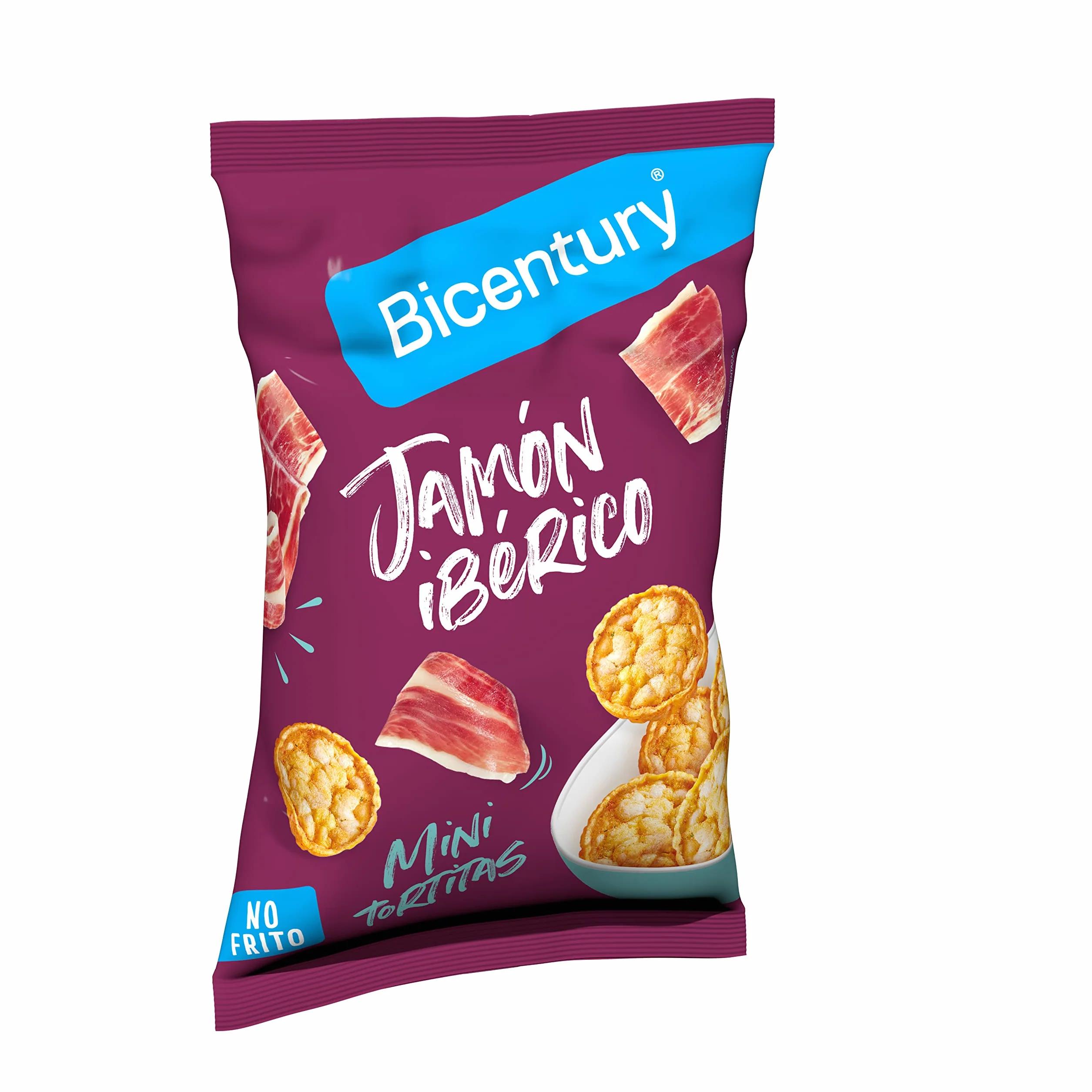 Bicentury Mini Tortitas de Cereales Sabor Jamón Ibérico Snack Crujiente 7 unidades