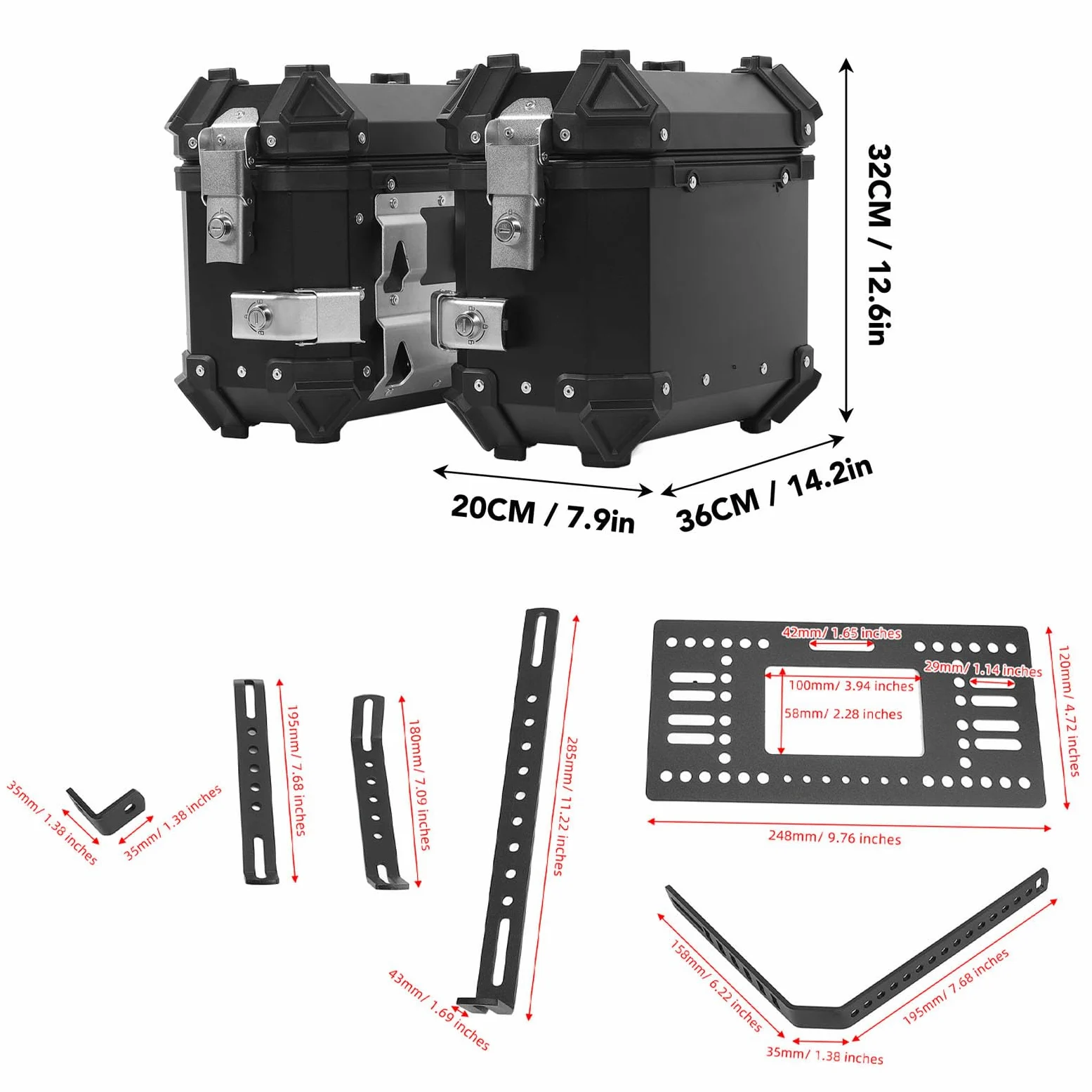Akozon Caja de Motocicleta Aleación de Aluminio Caja de Silla de Montar Hard Support Rack Casco Equipo de Montaña