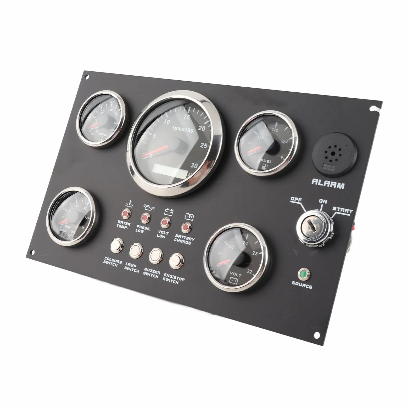 Digital Gauge, medidor de clúster RPM Nivel de Presión de aceite Temperatura de agua Voltaje 7 Flight de color para yates para botes de vehículos recreativos