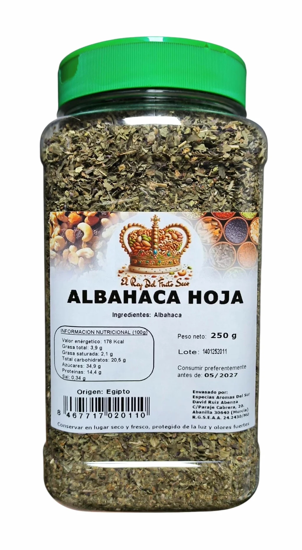 Albahaca 250 gr El Rey del Fruto Seco Hierba Aromática Natural Rica en Antioxidantes