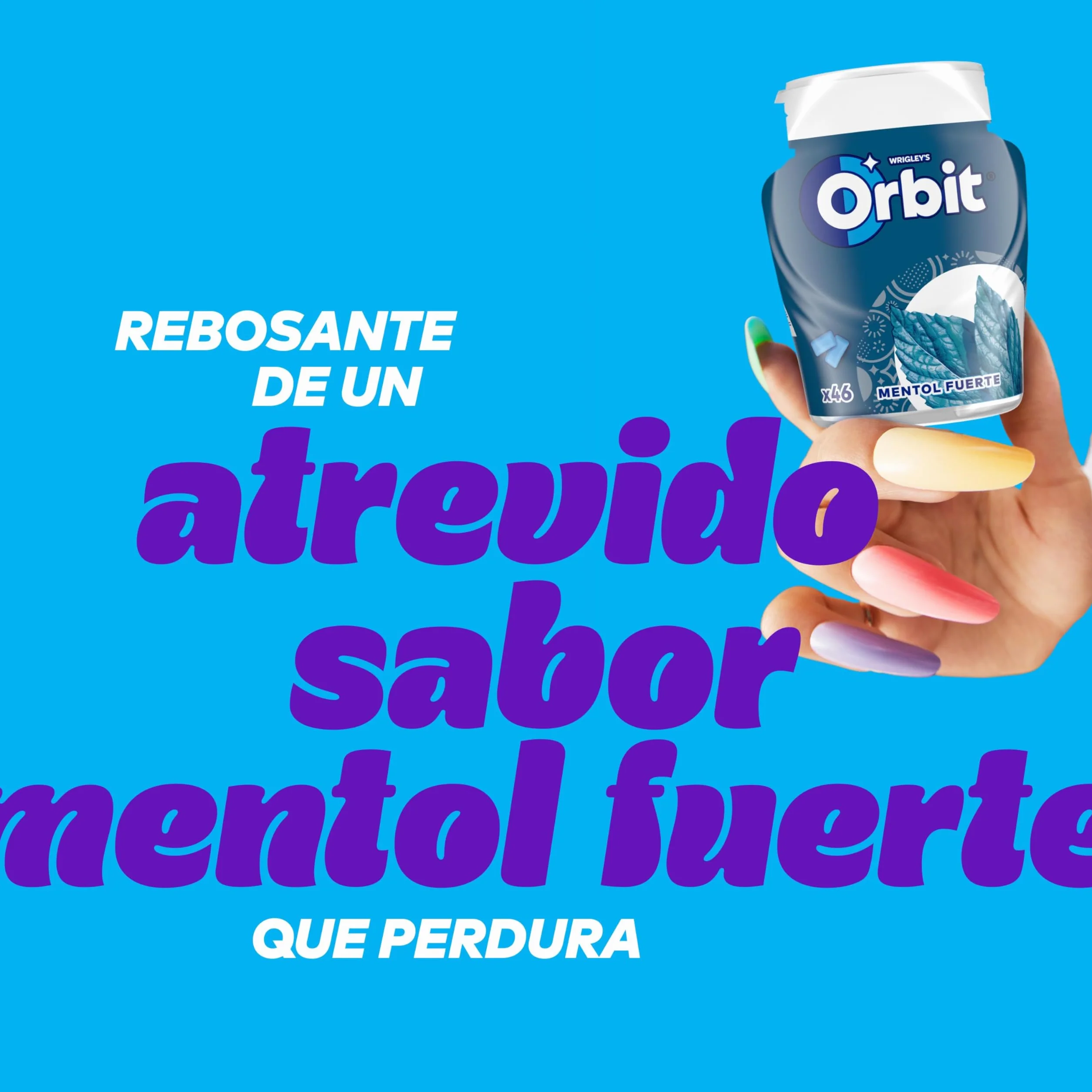 Orbit Bote de Chicles Sin Azúcar Sabor Mentol Fuerte, Intenso y de Larga Duración (6 x 46 chicles)
