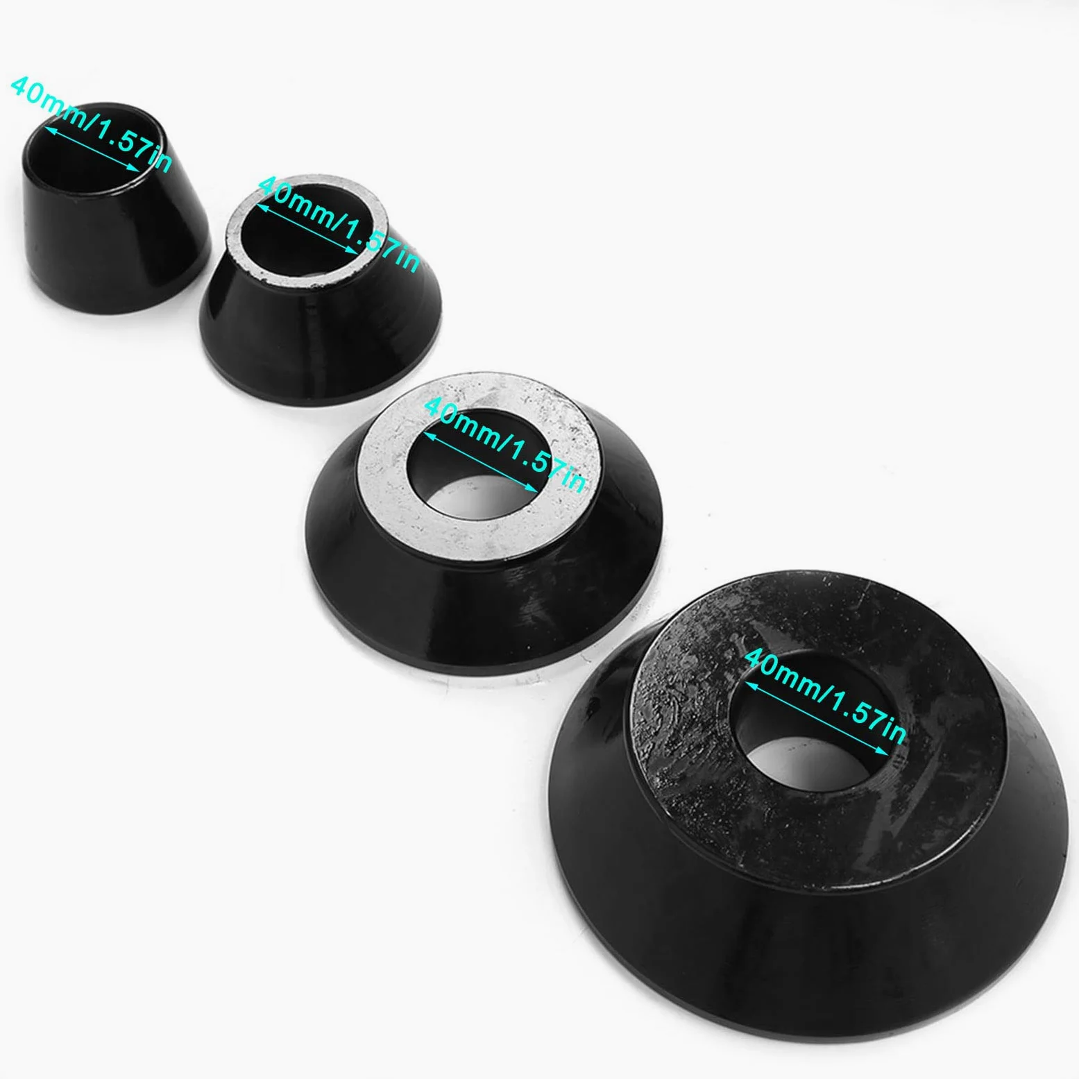 KIMISS Juego de Conos para Equilibrador de Neumáticos, 4 Unidades, Conos Cónicos Estándar de Alta Resistencia, Eje de 40mm, Accesorio Profesional para Equilibrador de Ruedas para Coches, Camiones y