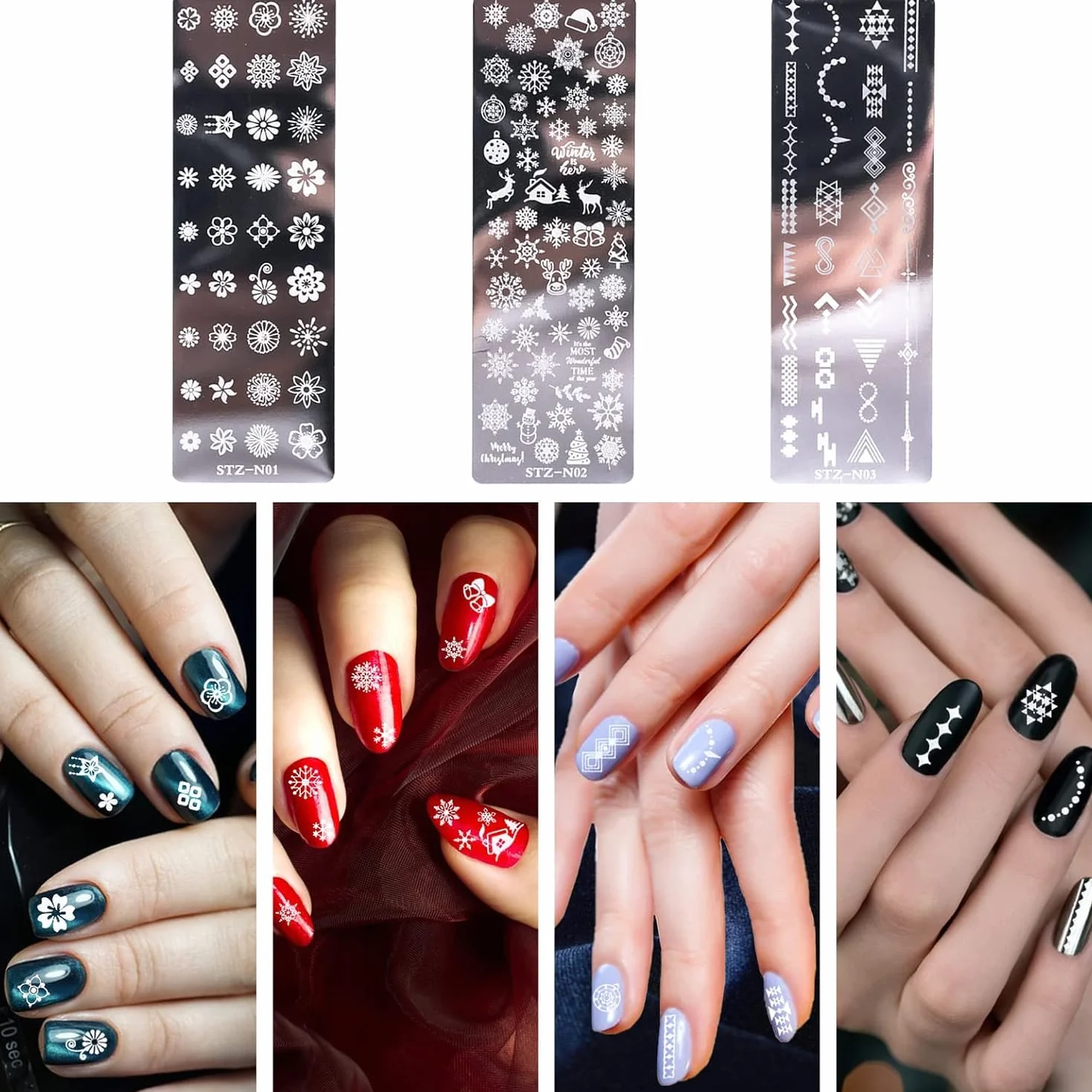 Kit de Estampado de Uñas 8 Pcs Placas Estampacion Stamping Uñas