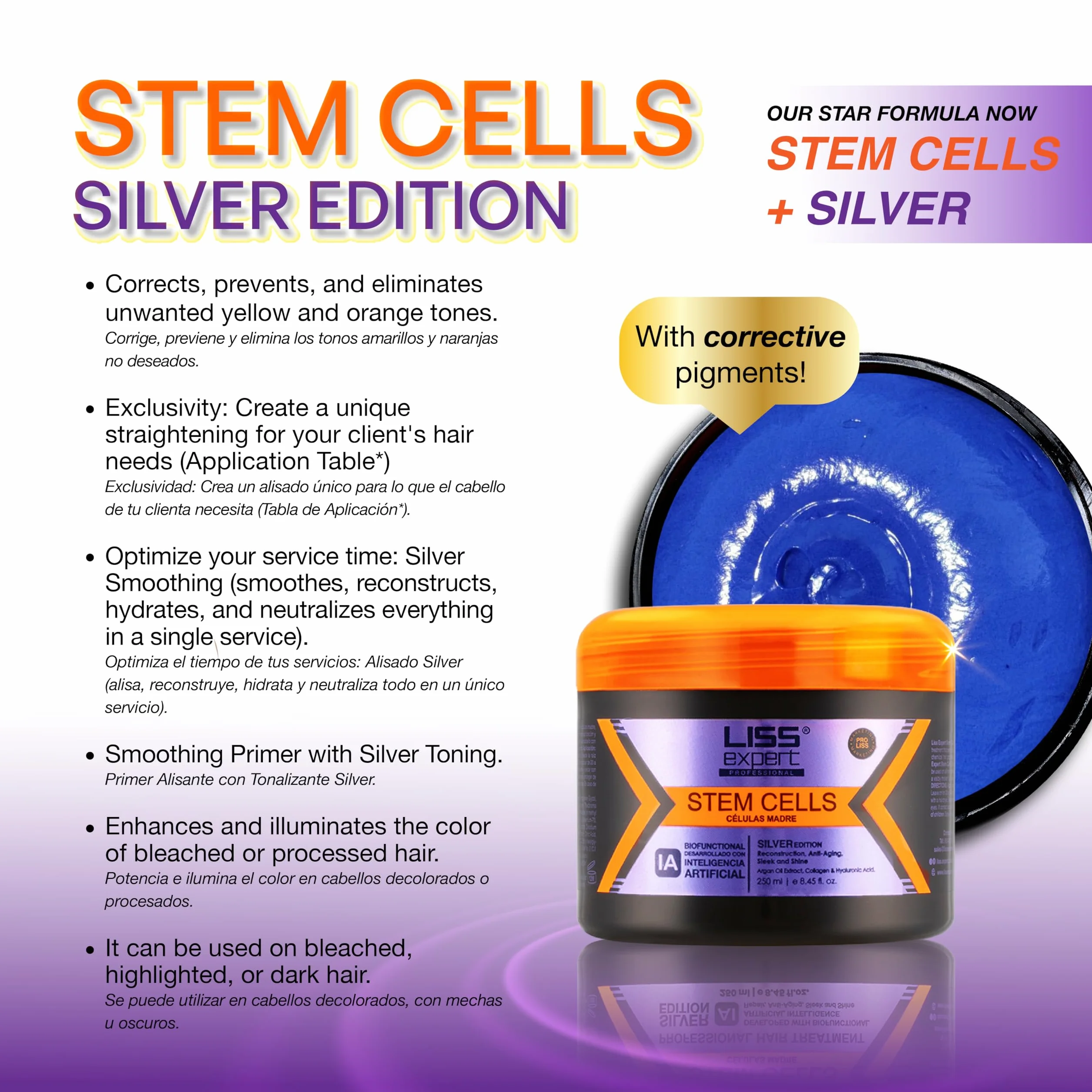 Liss Expert Alisado Células Madre Silver Anti-Amarillo do Włosów Blond