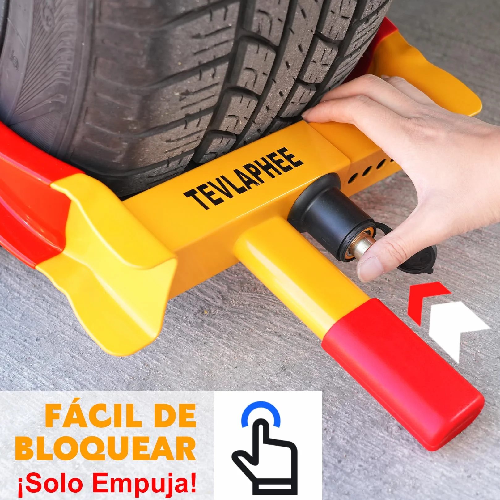 Tevlaphee Cepo Antirrobo Rueda Coche Remolque Caravana Reforzado Universal Ajustable Protección PVP Cerradura Antitaladro