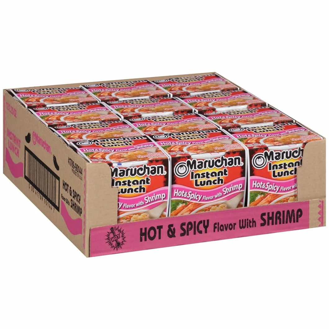 Maruchan Instant Lunch Hot and Spicy Shrimp 2.25 oz Pack of 12