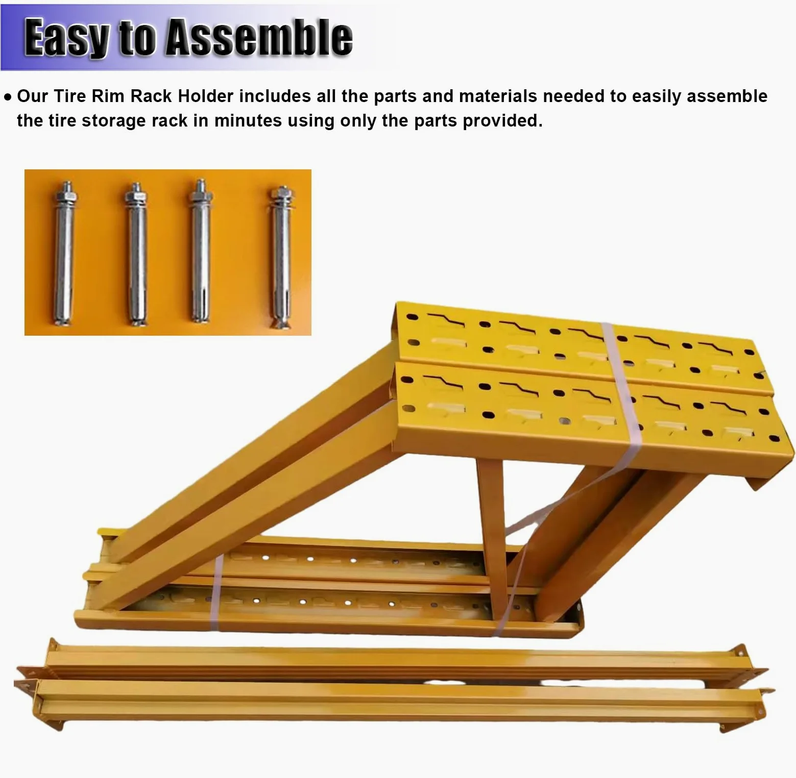Estante de neumáticos de montaje en pared resistente, organizador de múltiples neumáticos, estante de almacenamiento de ruedas fácil de montar
