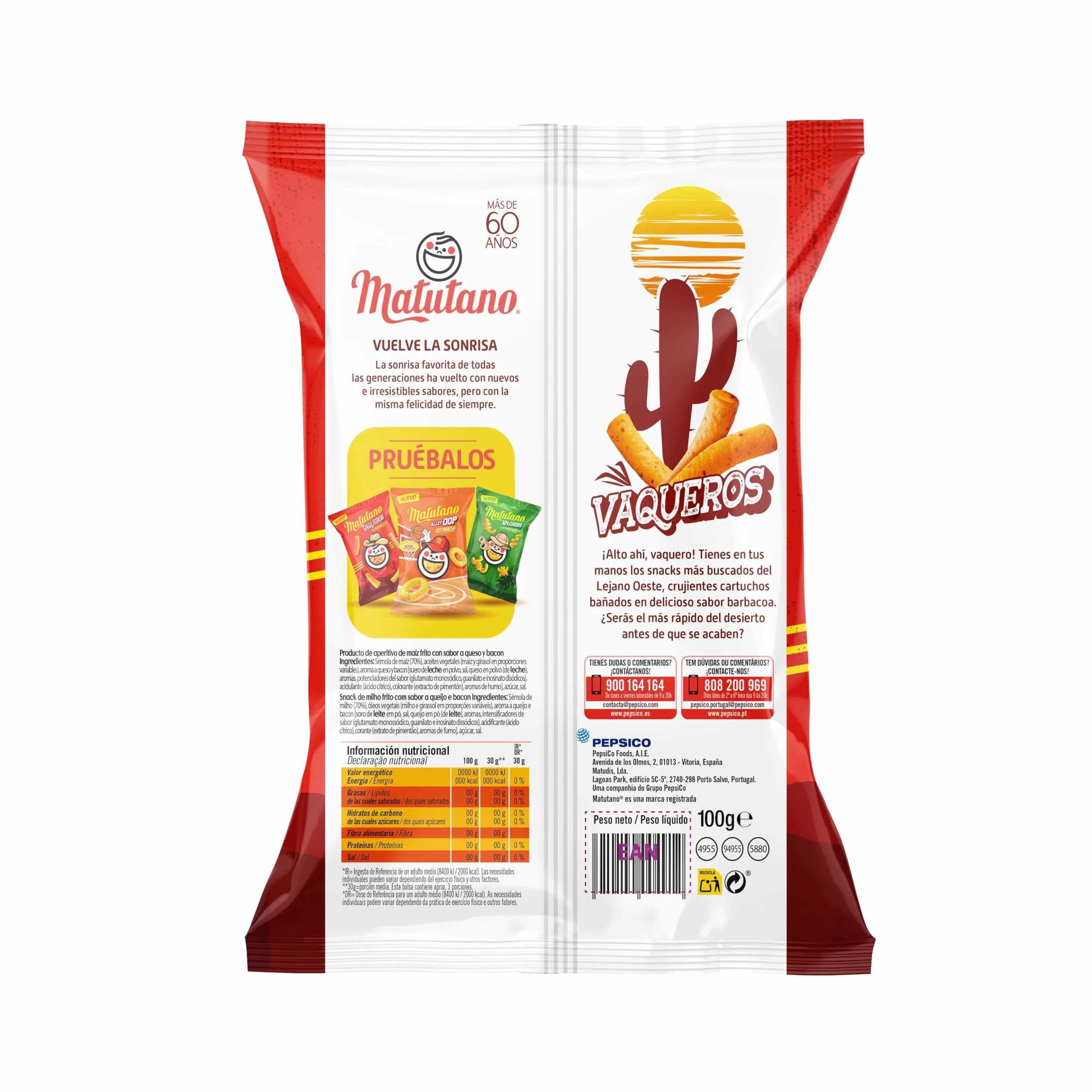 Matutano Vaqueros Snack sabor barbacoa 150 gramos