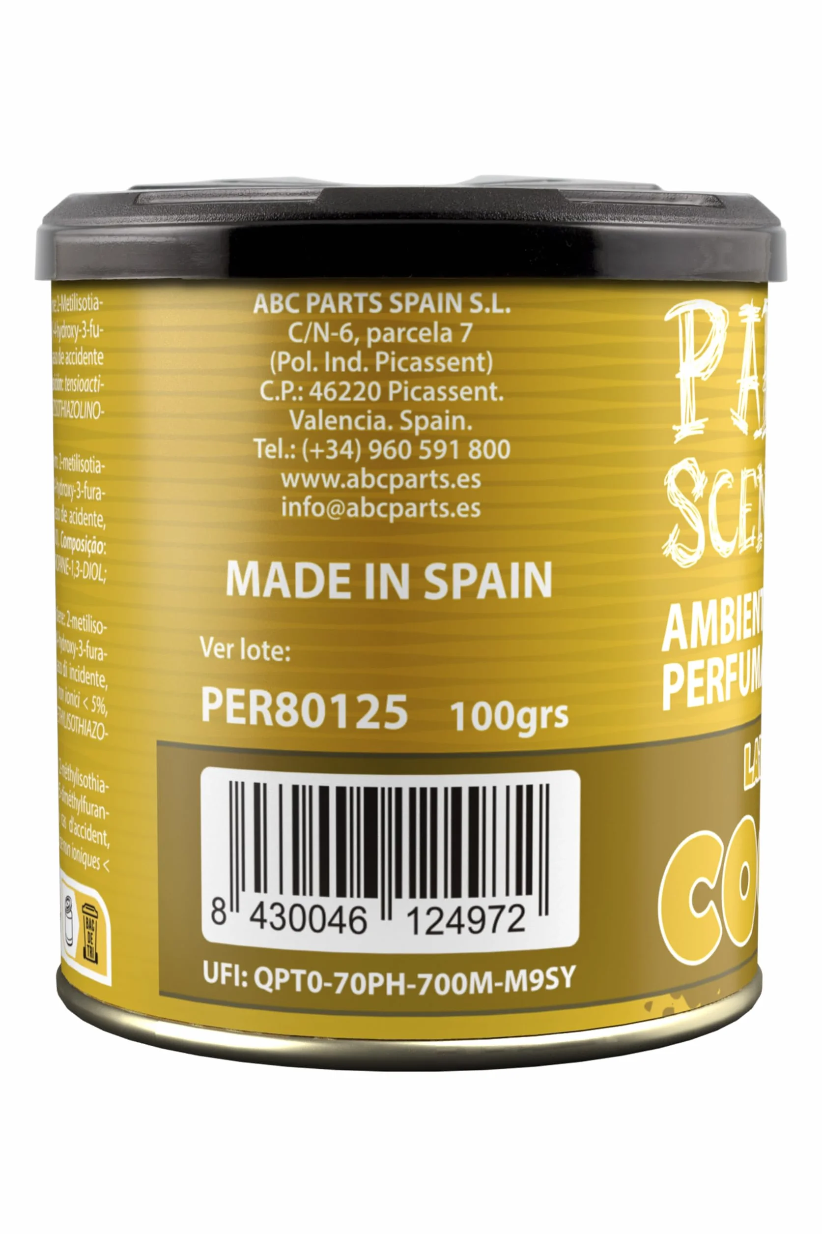 Paradise Scents Paradise PER80125 Perfumador Lata Coco, Color Ocre, 100 gr