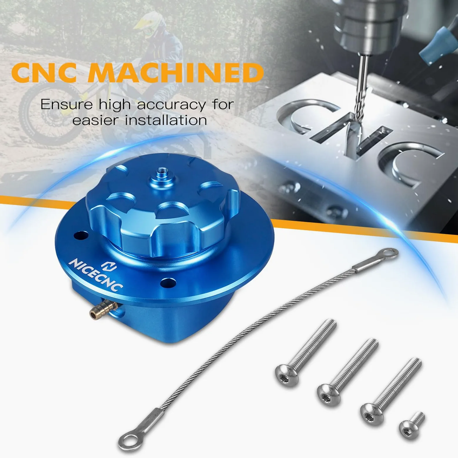 NICECNC Tapa de llenado de Aceite para Tanque de Combustible de Motocicleta, Color Azul, Compatible with GasGas 700 Enduro y Supermoto 2022-2024, llenado de Tanque de Combustible Compatible with