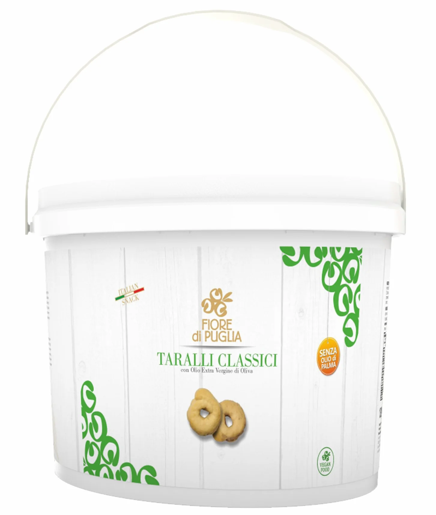 FIORE DI PUGLIA Taralli Clásica Cubo Kg.3 Aperitivos Salados Made In Italy