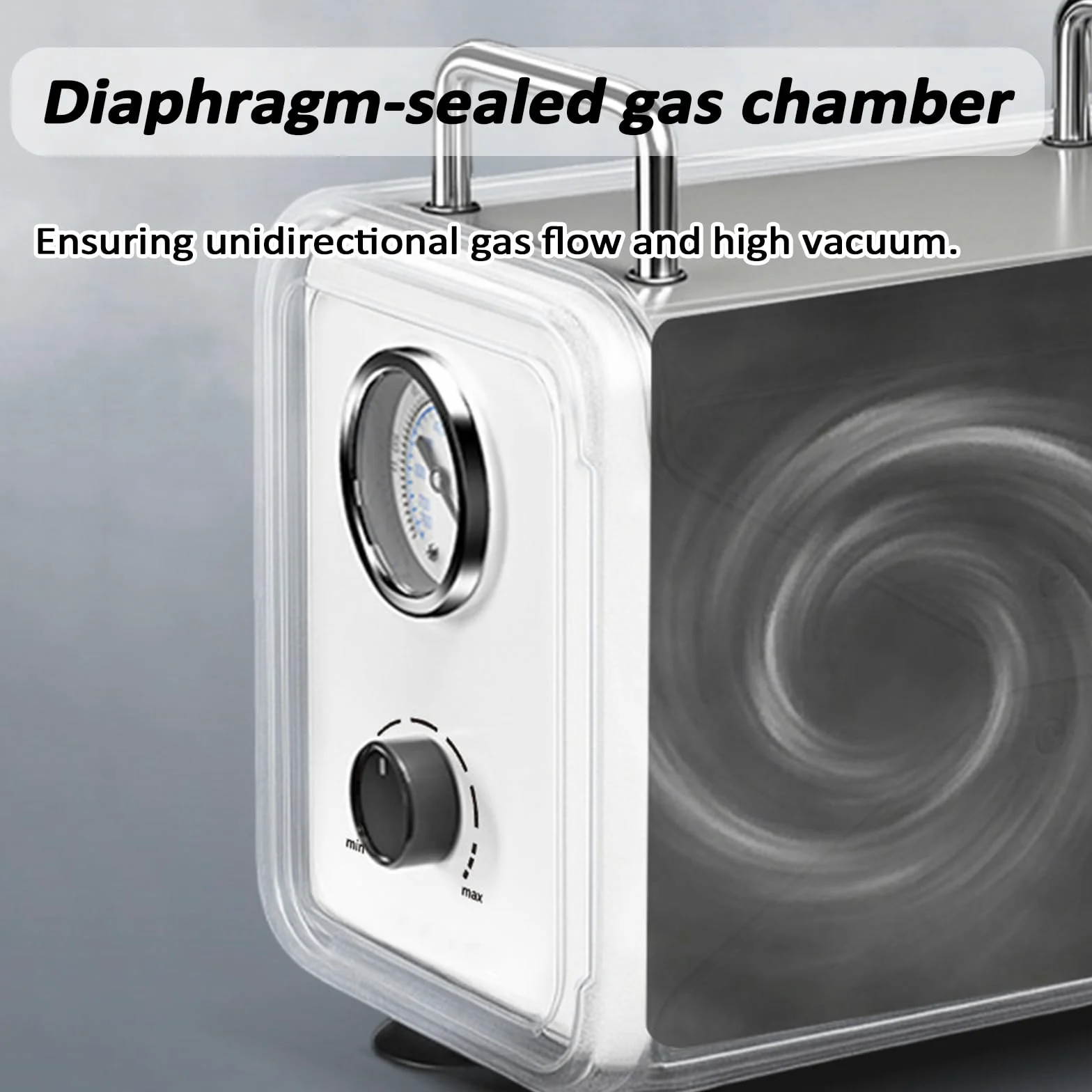 Bomba de vacío de presión Negativa, diafragma de Velocidad Ajustable, Control de Flujo Variable, Incluye Cabezales de Bomba y silenciador para Aplicaciones químicas. (30l)