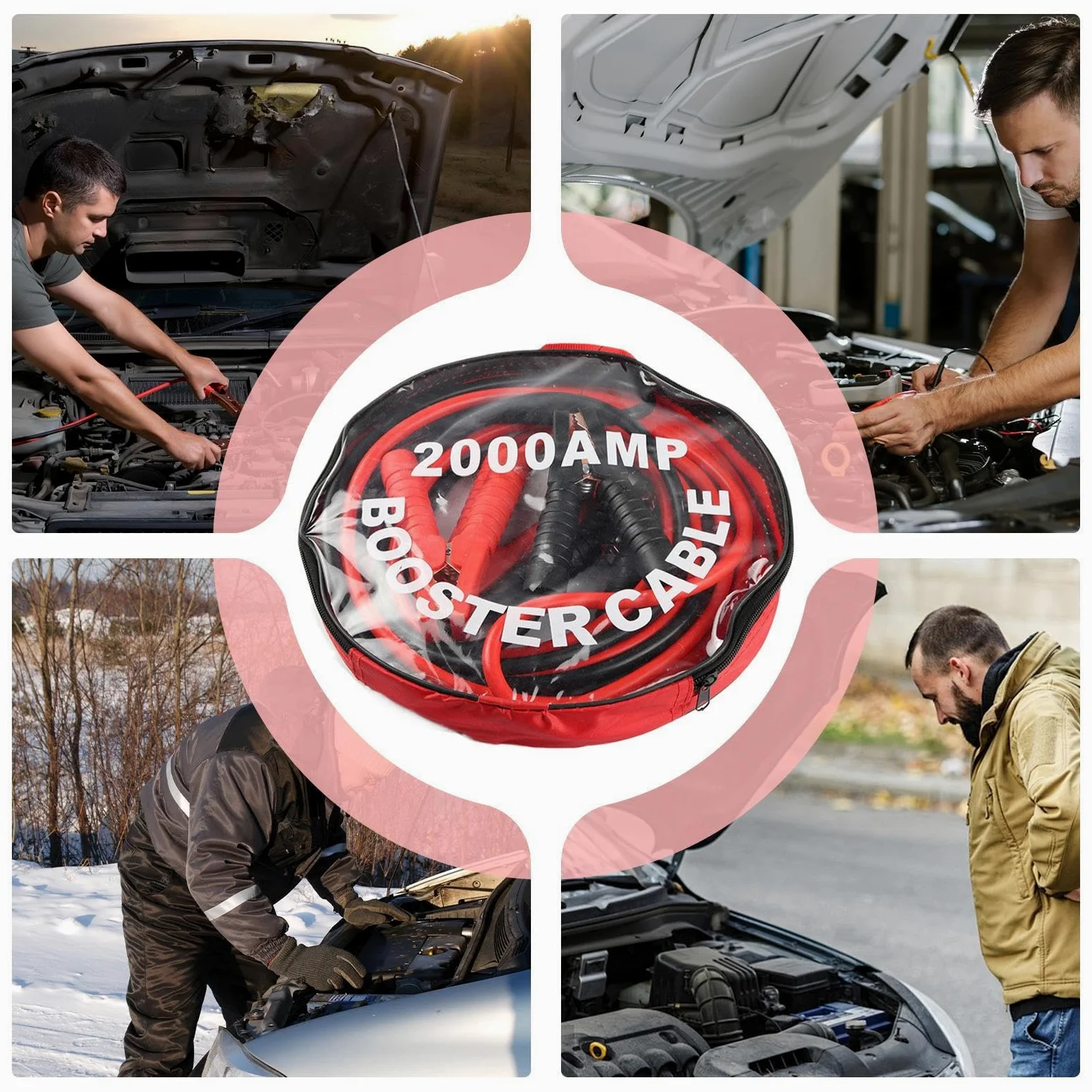 Cables de Arranque 2000A 3 Metros / 4 Metros Rápido Portátil | Cables De Arranque Para Batería De Coche Motocicleta Cortacésped Bicicleta Eléctrica