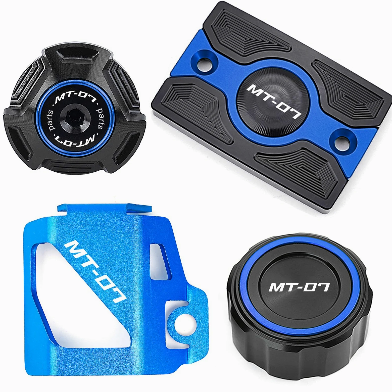 Apto para MT 07 MT07 MT-07 FZ07 2014-2024 2025 2026 Accesorios de aluminio motocicleta Cubierta delantera trasera del depósito de líquido de frenos Tapa de llenado de aceite del motor