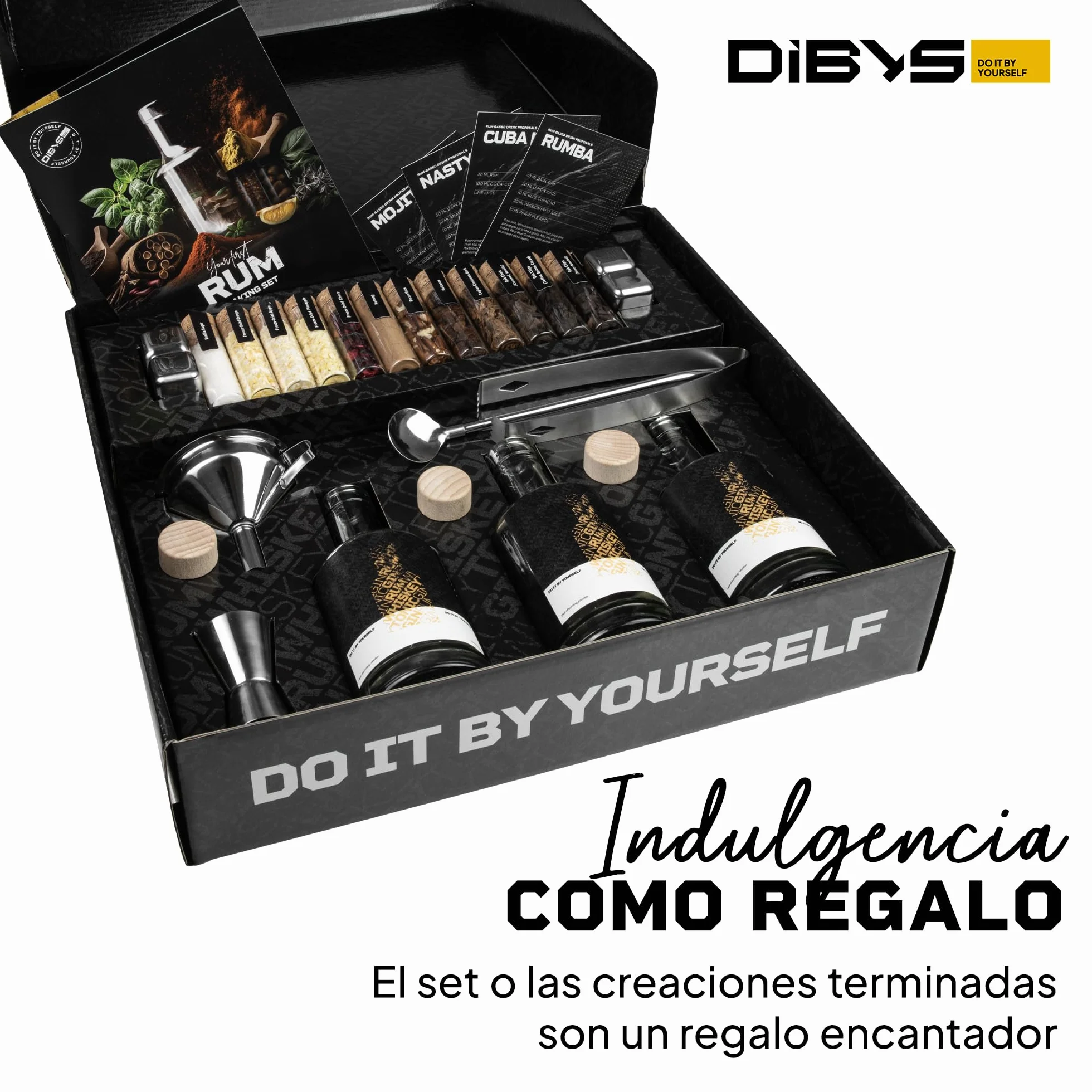 Kit Ron de Bricolaje con 12 Botánicos Naturales, Especias y Accesorios | Set de Regalo para Amantes del Ron