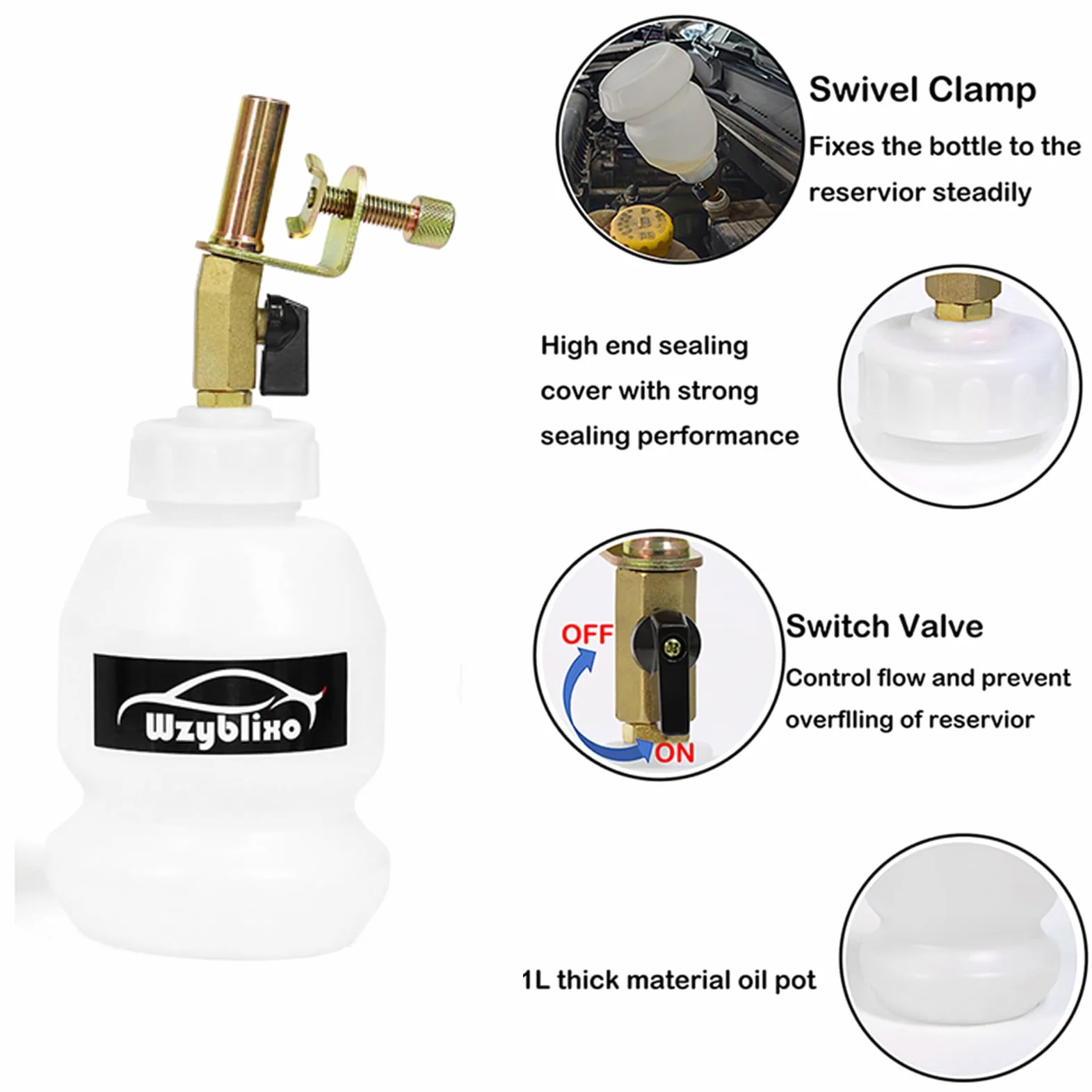 Kit de purga de frenos al vacío de 2 L con extractor de líquido de frenos y botella de repuesto de 1 L con adaptadores