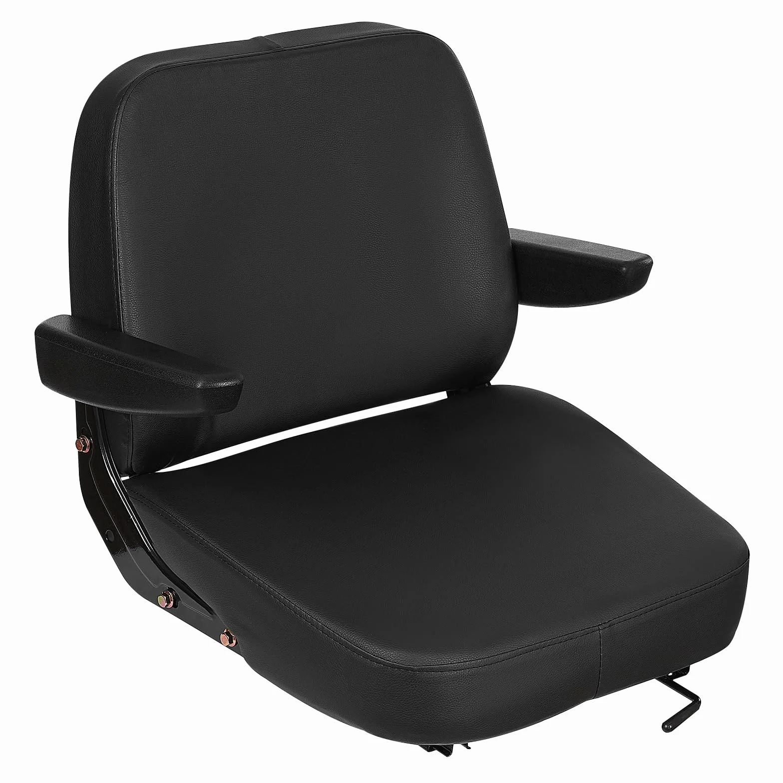 Asiento de tractor universal con reposabrazos, asiento de remolque ajustable, asiento de conductor de cuero de PVC para tractores, cortacésped, carretillas elevadoras, excavadoras - negro
