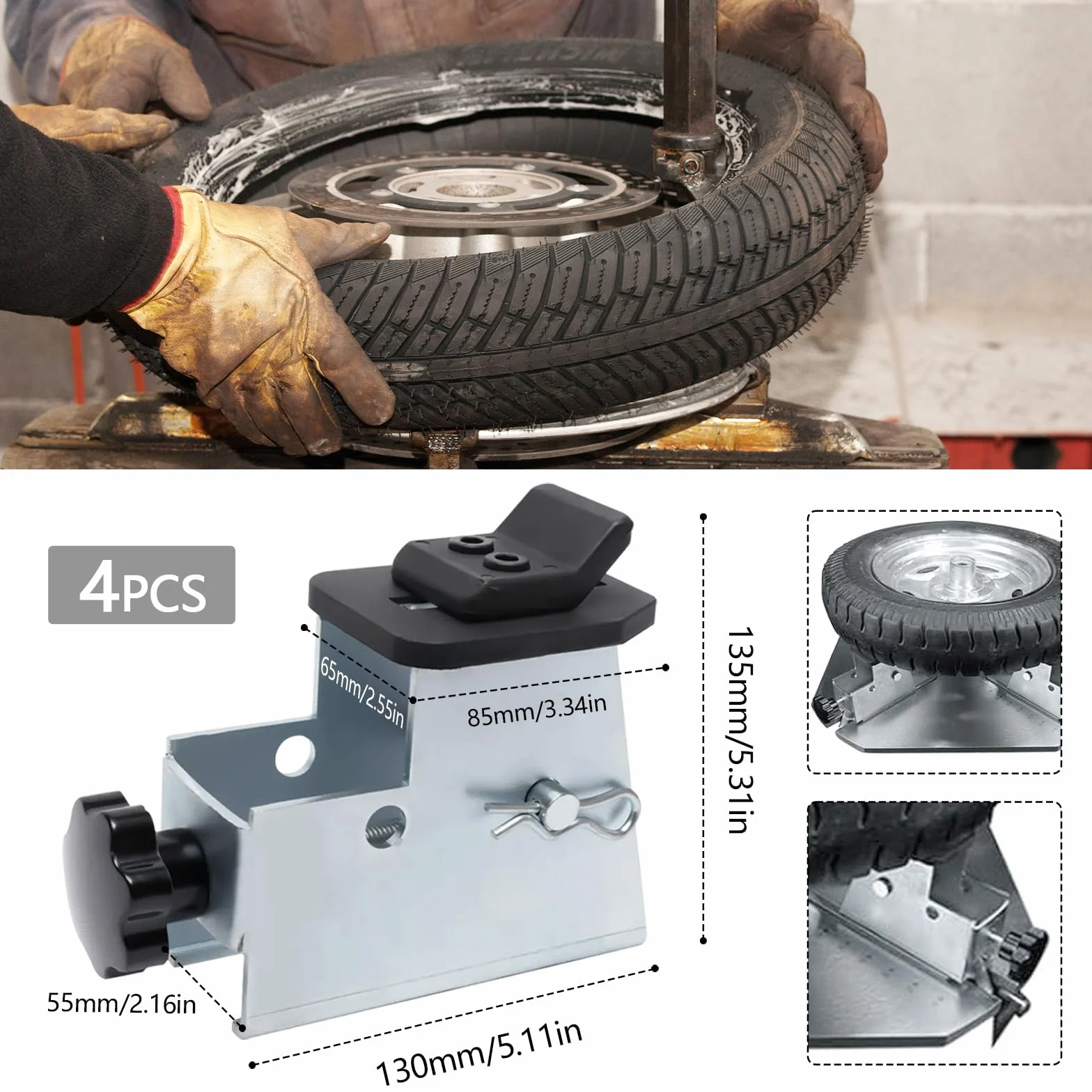 Adaptador De Motocicleta para Cambiadores De Neumáticos 4pcs Mordaza Estándar 49mm Acero Superficie Niquelada