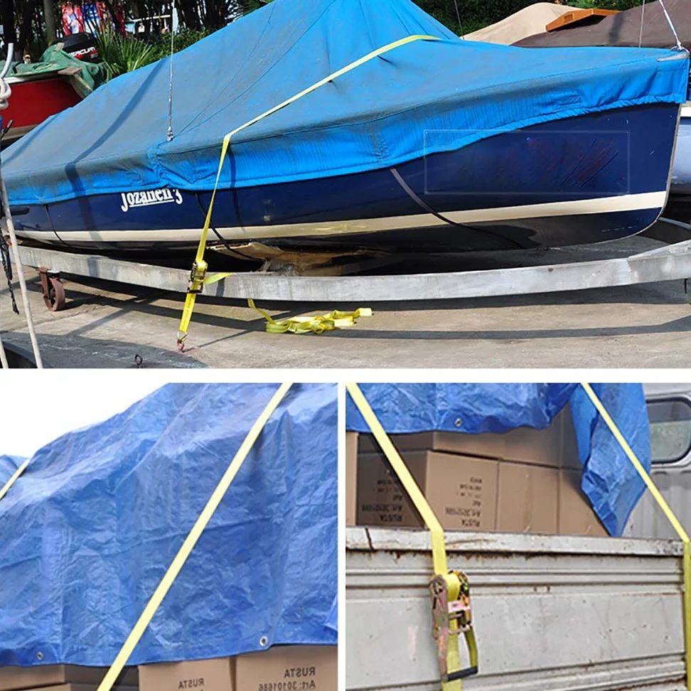 Correas de Amarre Correa de Amarre La Resistencia a la Rotura de la Correa de sujeción con Gancho en J de trinquete de 50 mm x 8 m para el Transporte de Carga es de 4500 kg para Camiones, Equipaje (