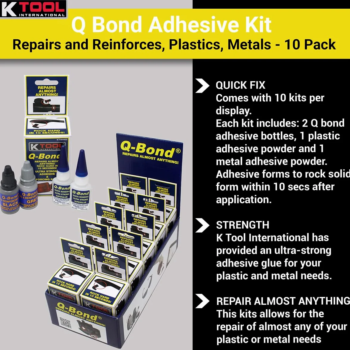 K-Tool Corporation Q-Bond - Kit de adhesivos (10 unidades, con pantalla)