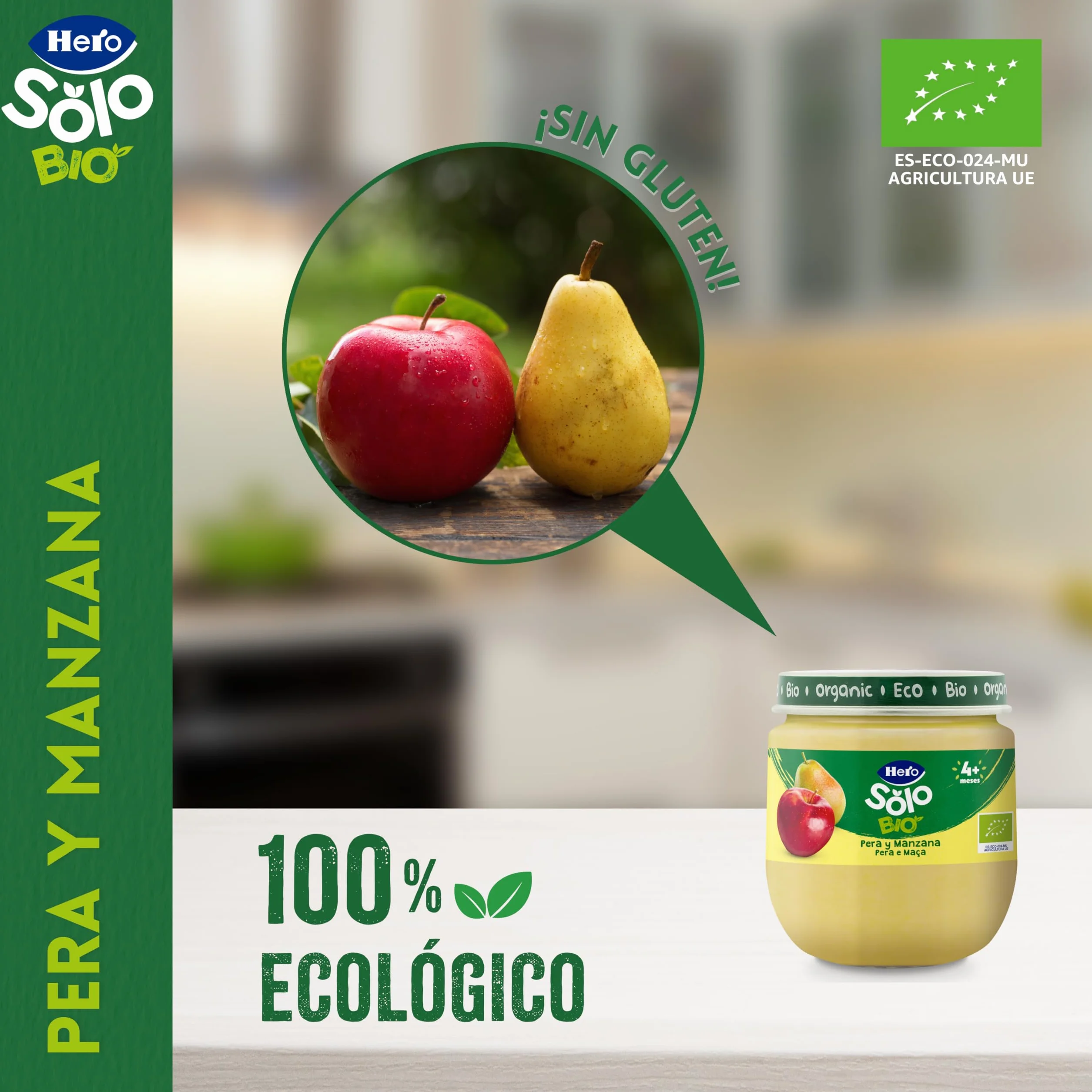 Hero Solo Bio Tarritos de Pera y Manzana 100% Ecológico - Pack 12 x 120 g
