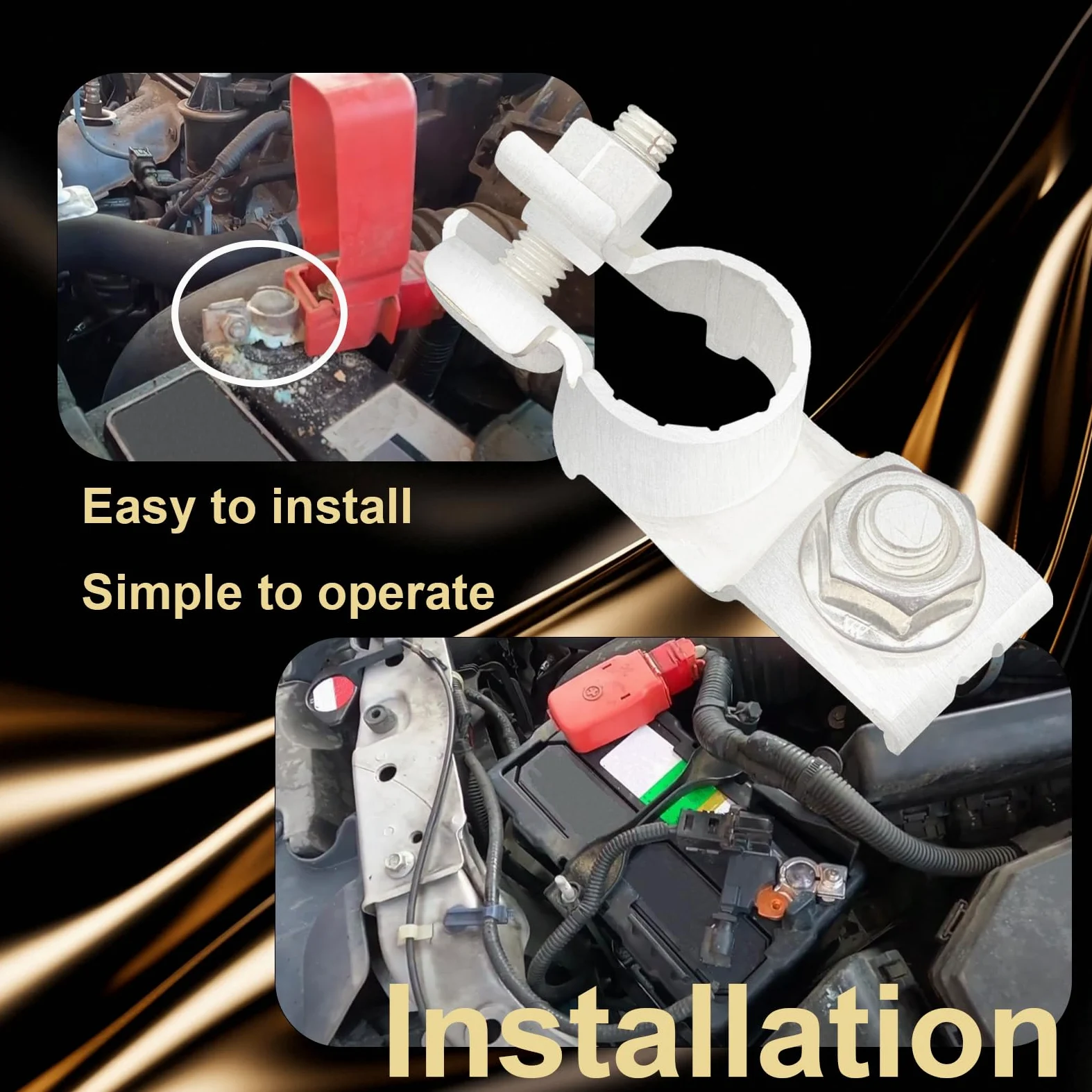 Terminal de batería positivo con tuerca compatible con Honda Civic 2006-2015 Acura ILX 2013-2015 MDX 2014-2015 Nissan Z 2023-2024 Reemplazo # 32418-RNA-A01