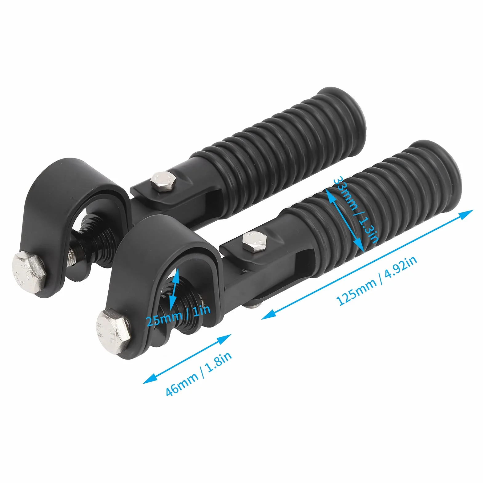 Estriberas de Motocicleta de 7-1 / 2 Pulgadas, Resistentes a la Corrosión para Motocicleta con Protectores de Barra de Choque de Motor de Carretera de 25 Mm / 1 Pulgada Pedales/reposapiés y accesorios