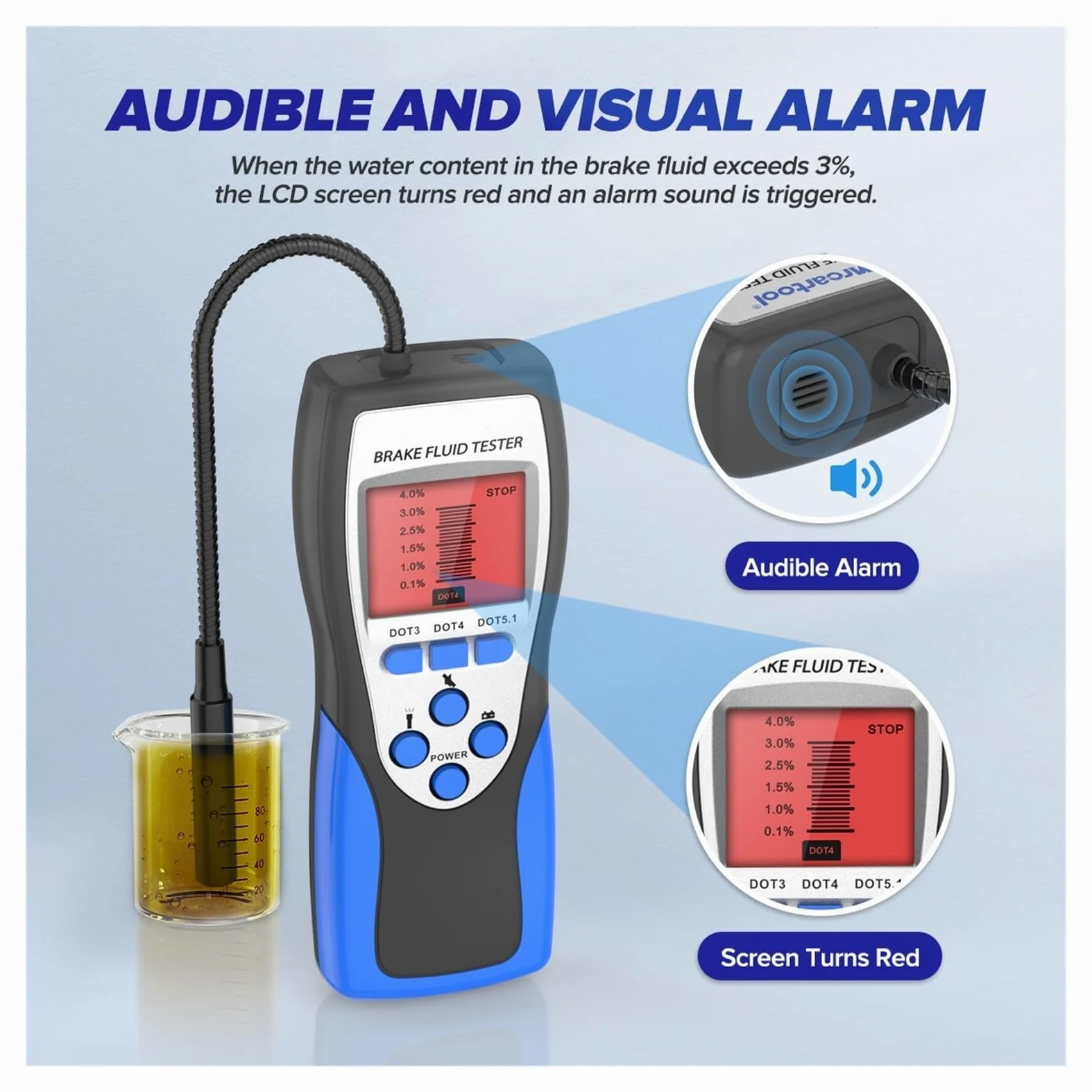 Comprobador de líquido de frenos, Probador De Aceite De Motor, Comprobación Automática De La Calidad Del Aceite Con Pantalla LED, Compatible Con Comprobador De Líquido De Frenos