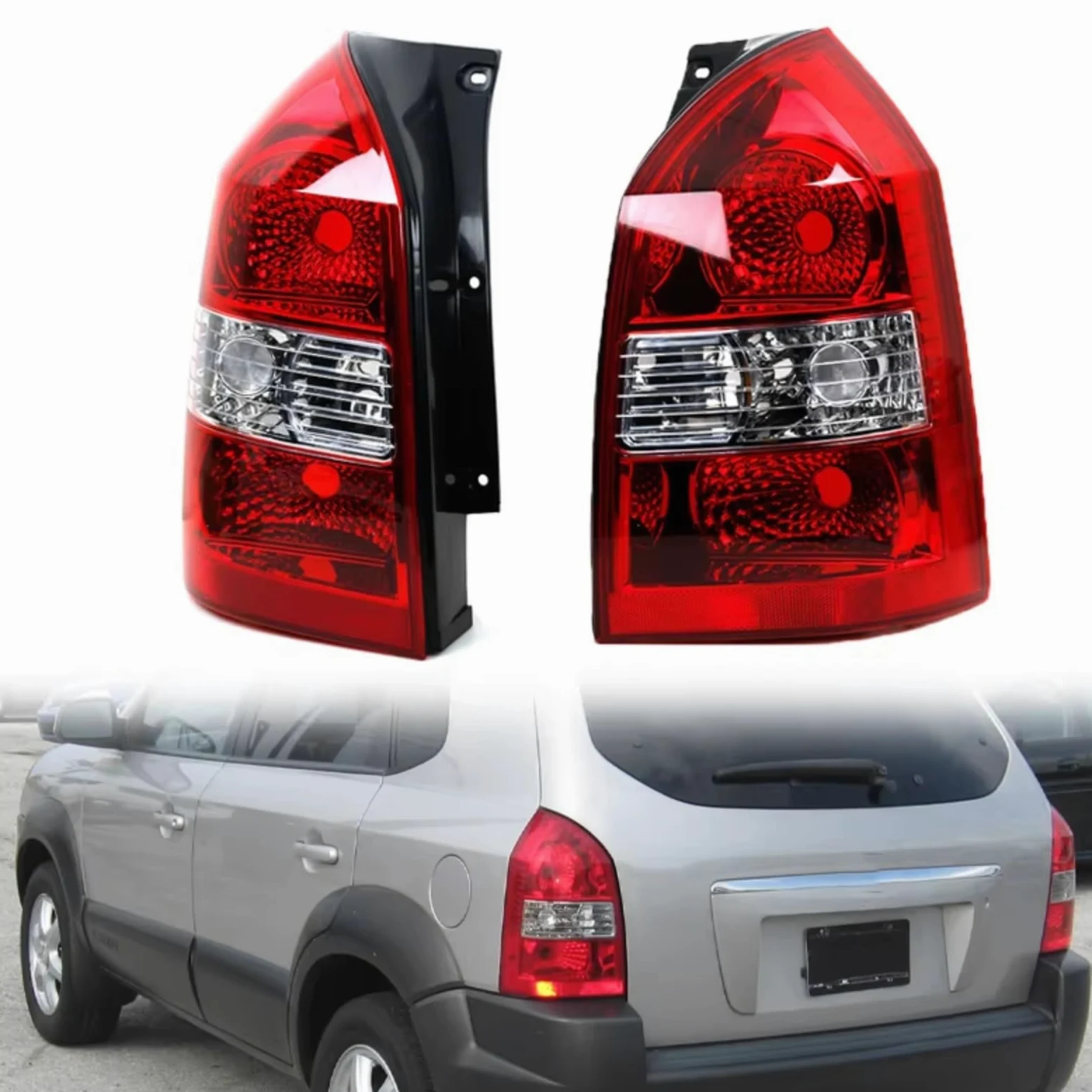 Carcasa Pantalla Freno Luz Trasera Carcasa Lámpara Marcha Atrás Sin Bombilla 1024836 Compatible Con Hyundai Para Tucson 2005-2007 2008 2009 2010 Pilotos Traseros coche