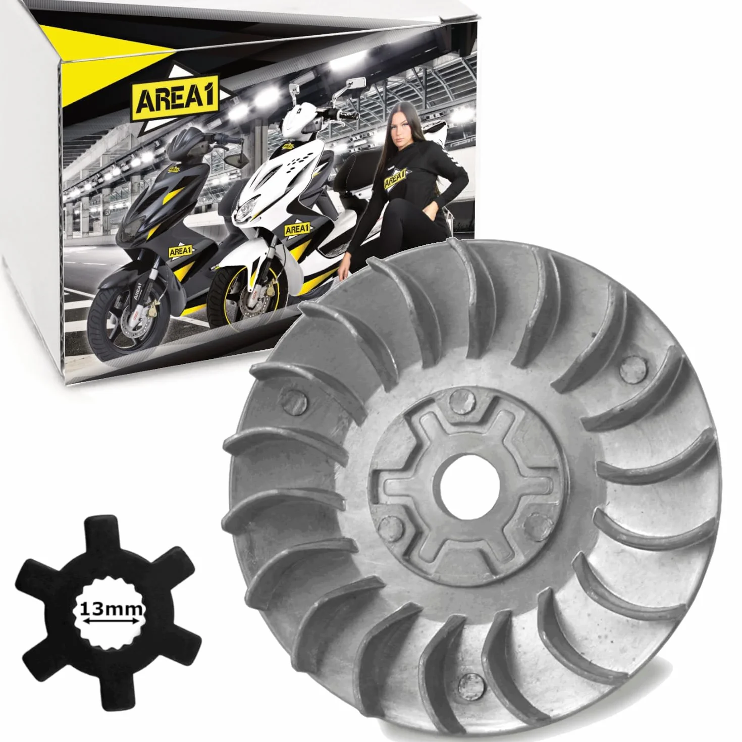 Area1 Juego de variador de repuesto de 13 mm, 50 ccm, 2T. compatible con Aerox Neos Jog BWs, Nitro Ovetto Mach G Booster, Motowell Crogen Magnet, Italjet,