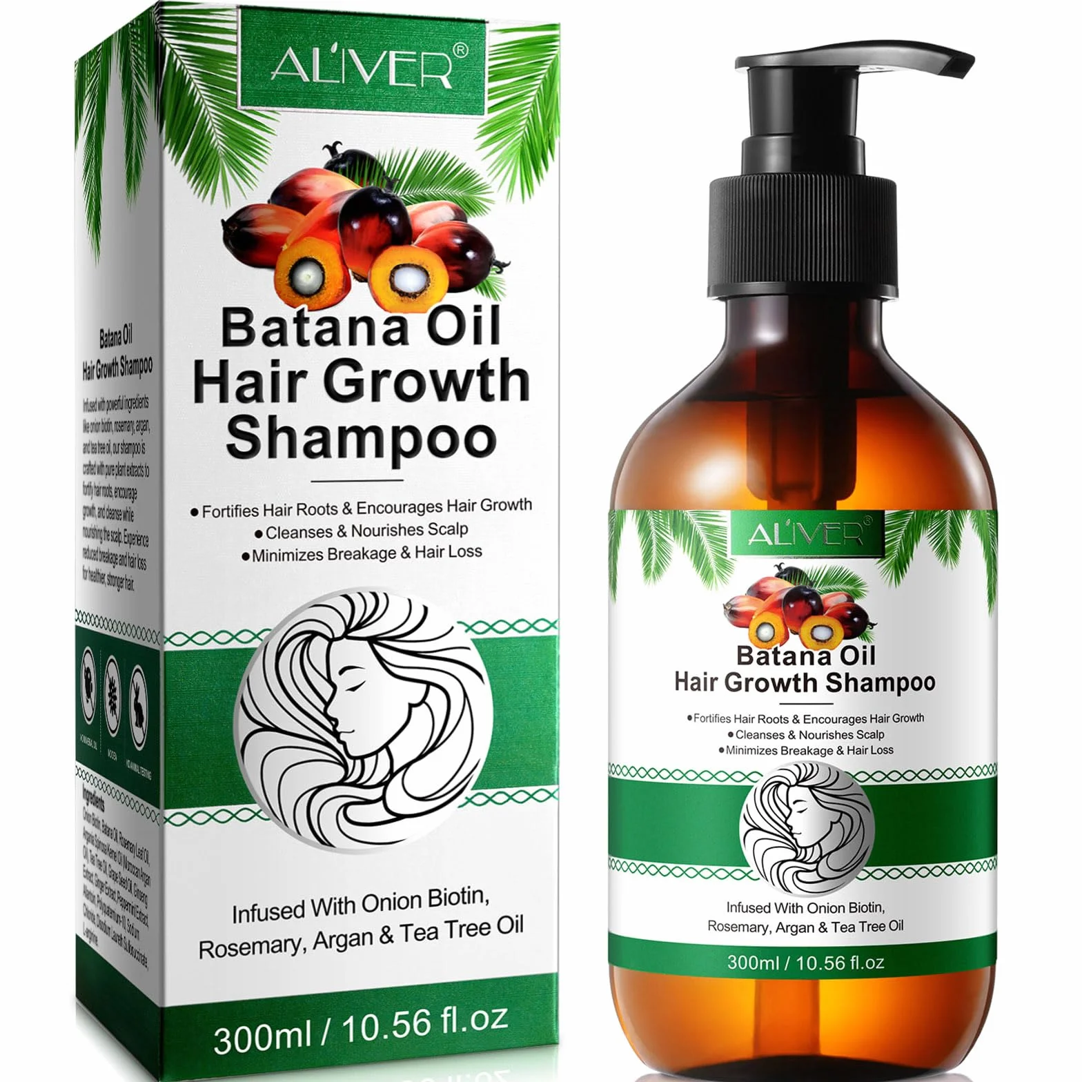 Batana Herbal Champú para adelgazamiento del cabello, 300 ml, Romero, Aceite de Argán y Biotina de Cebolla