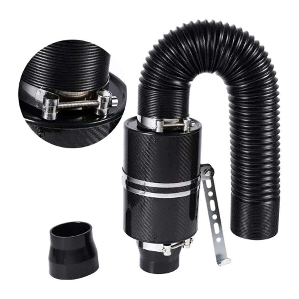 Filtro de Aceite para Coche 1 Juego Universal de Filtro de Aire Frío de Fibra de Carbono de 3 Pulgadas para Coche, Kit de Manguera y Tubo de Admisión de Aire Cerrado Universal