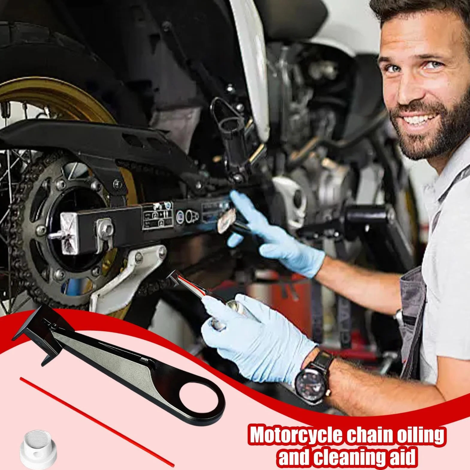 Herramienta De Aceite De Cadena De Motocicleta, Herramienta De Aceite De Cadena De Motocicleta, Aplicador De Lubricación De Cadena De Motocicletas, Ayuda Multifuncional Limpieza De Cadenas Lubricante