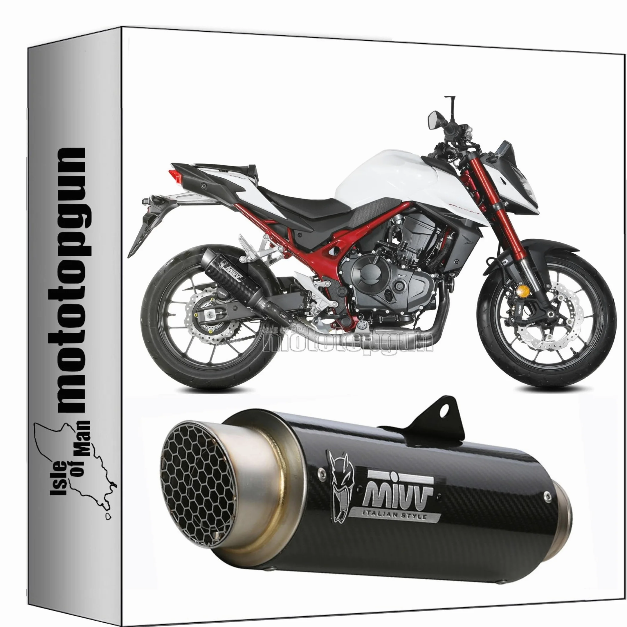 mivv tubo de escape homologado cat-oem gppro carbono compatible con honda cb750 hornet 2023 2024 mototopgun