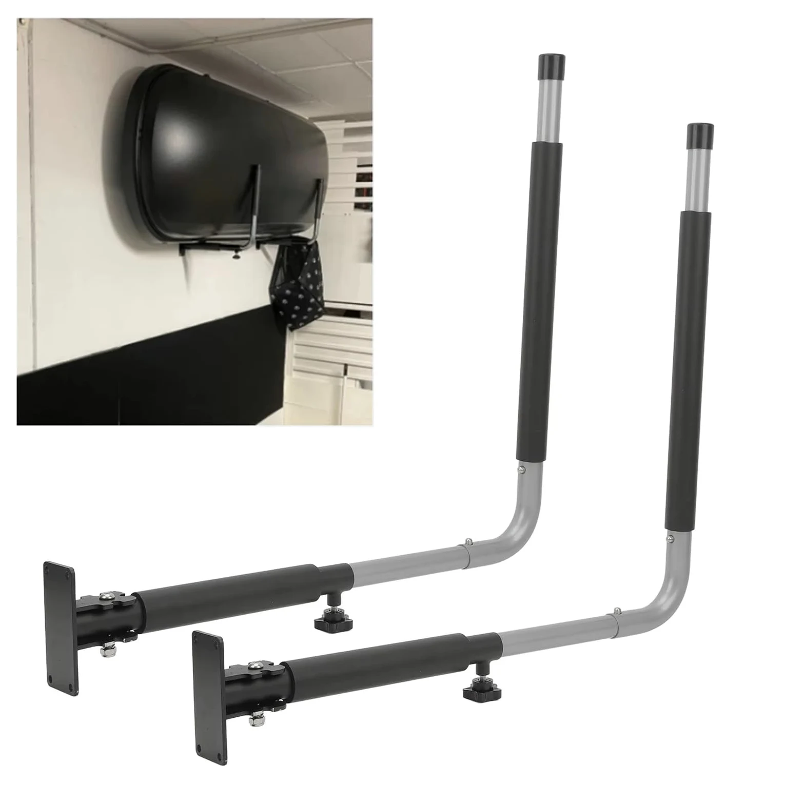 portaequipajes Techo CajaTecho Estante Montaje Pared Telescópico Plegable Soporte Carga 50KG Ganchos Kayak Colgador Canoas Tabla Surf Baca Coche