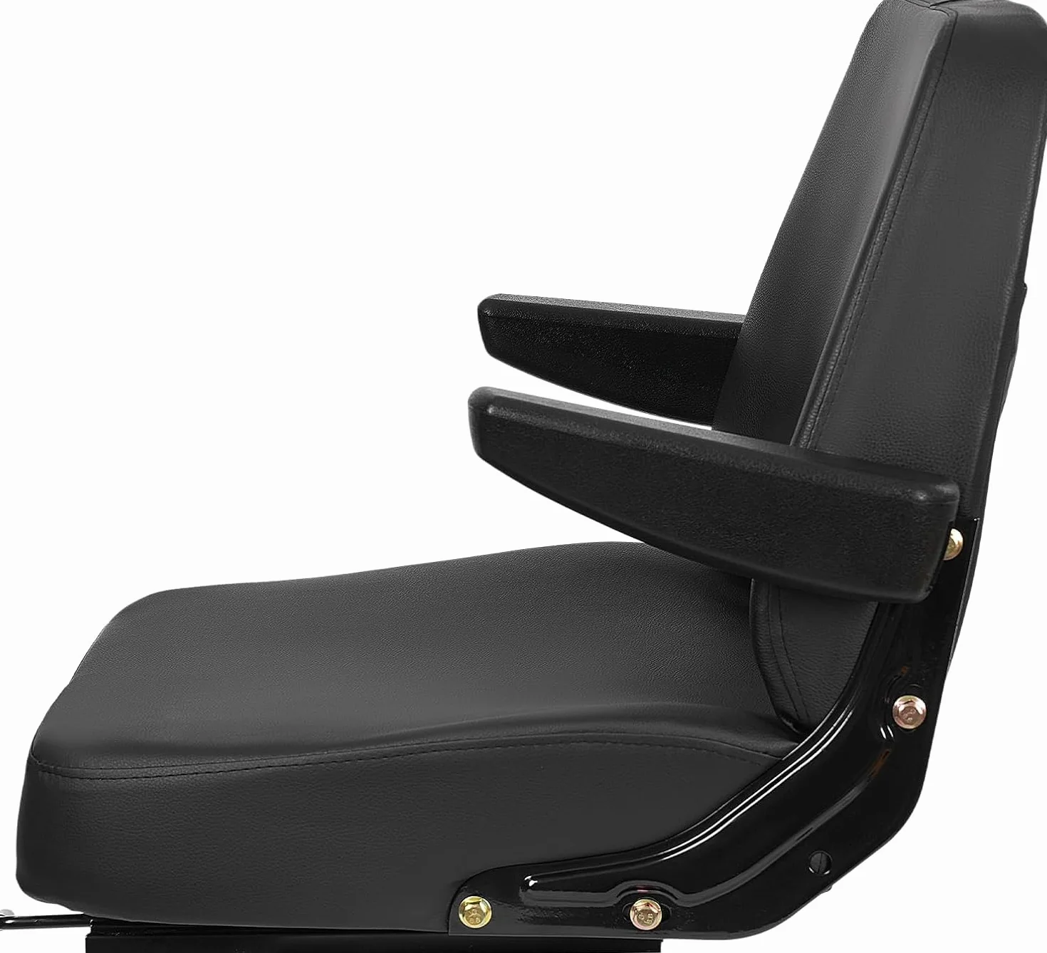 Asiento universal de repuesto, 28×23 cm Instalación de vías, Asiento de Tractor con vías, para carretilla elevadora con reposabrazos ajustables, construcción de PVC resistente, Exterior 48×46×51 cm