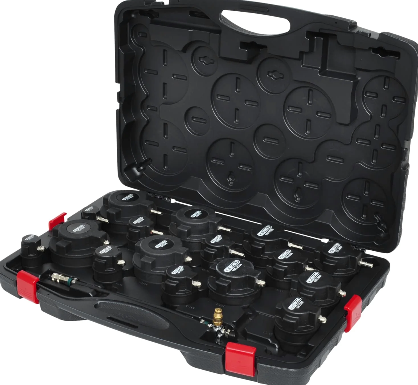 KS Tools 150.2520 Juego de maletín de comprobación del sistema de sobrealimentación para el turbocompresor, 17 pzs.