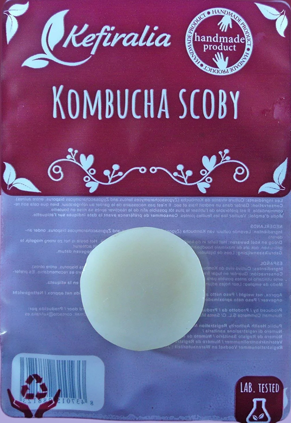 KEFIRALIA® Pack 2X Disco SCOBY Kombucha Fresco + Instrucciones