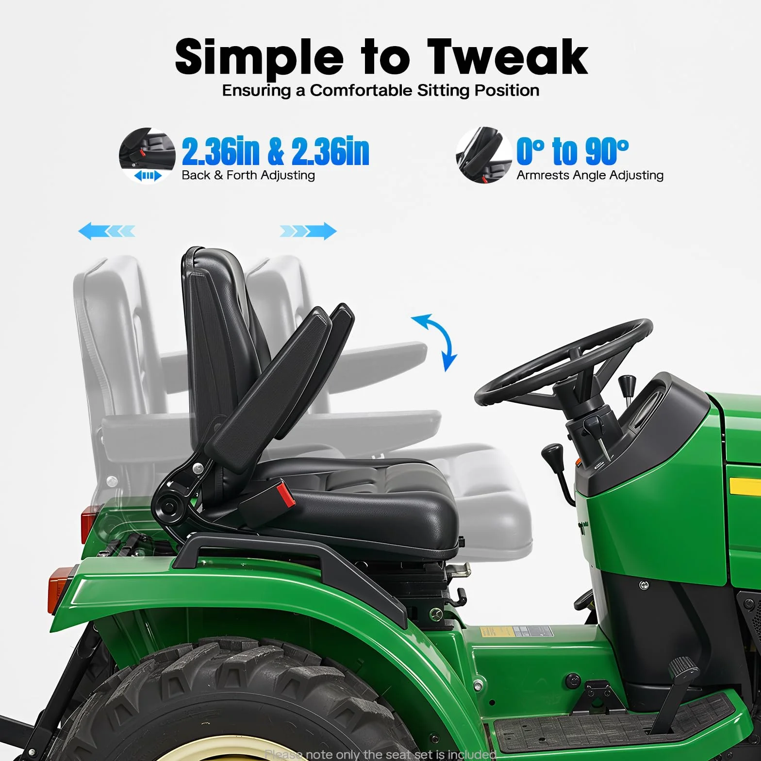 Asiento universal para carretilla elevadora, asiento de tractor, respaldo ajustable, PVC, cuero, asiento del conductor para vehículos como UTVs, ATVs, carritos de golf, carretillas elevadoras