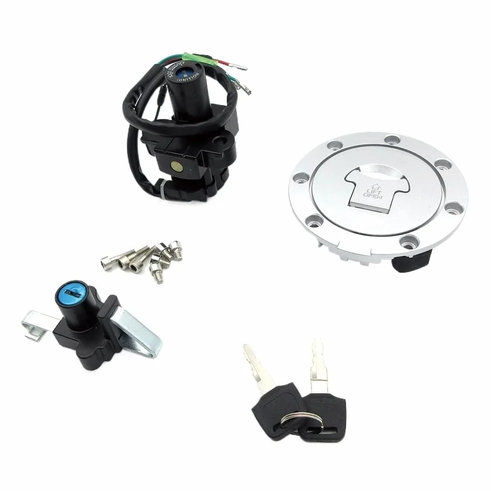 Moto Tapón Depósito Combustible Tapa Tanque Combustible y Combustible para Interruptor Encendido Motocicleta, Kit Cerradura Asiento con Llave para NSR 125 NSR125 1993-2004