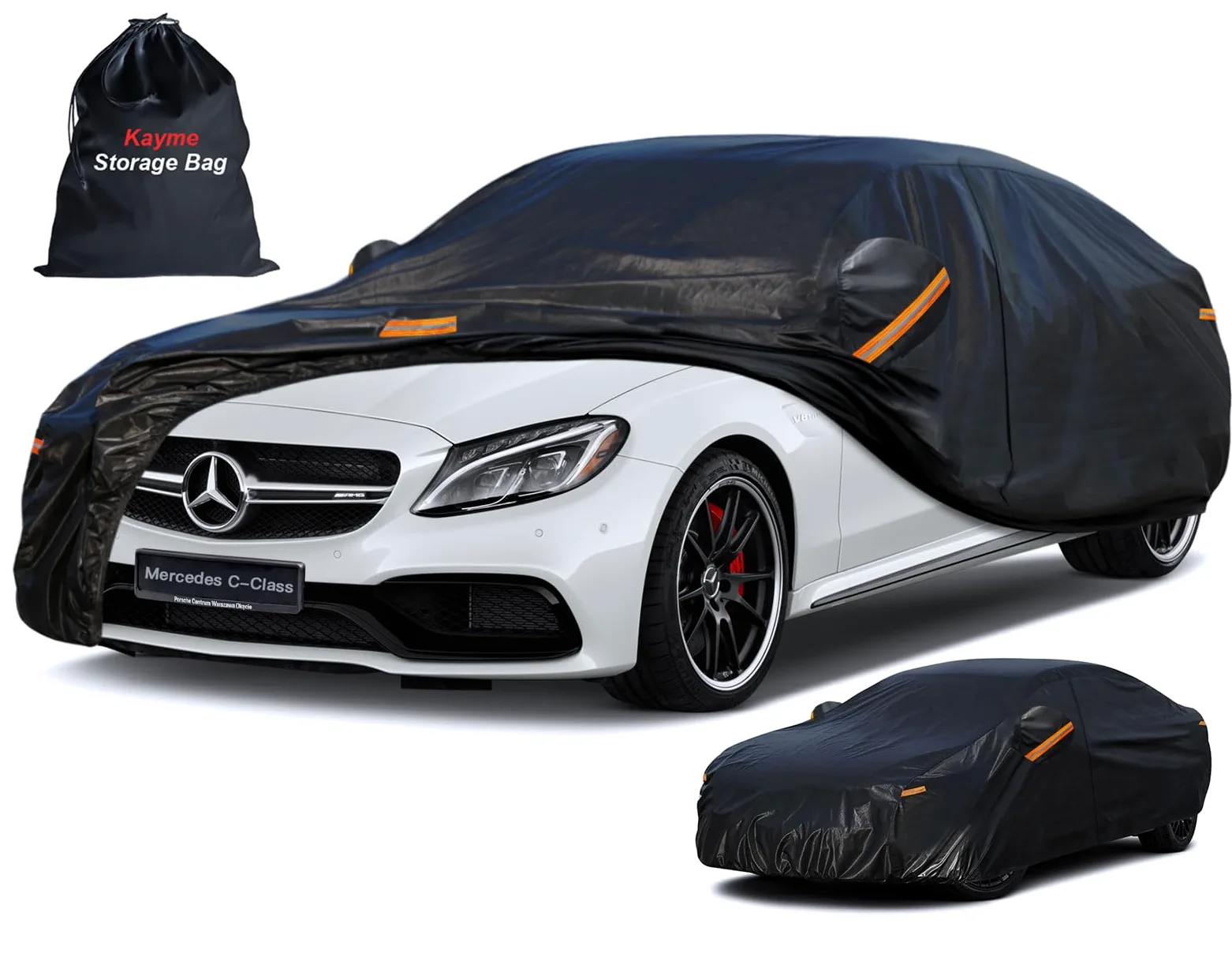 Kayme Funda Coche Exterior, Compatibles con Mercedes-Benz Clase C Sedán W204/W205/W206/C180/C200/C220 (2007-2025), Cubierta para Coche Impermeable Transpirable Anti-UV Antipolvo de 7 Capas.