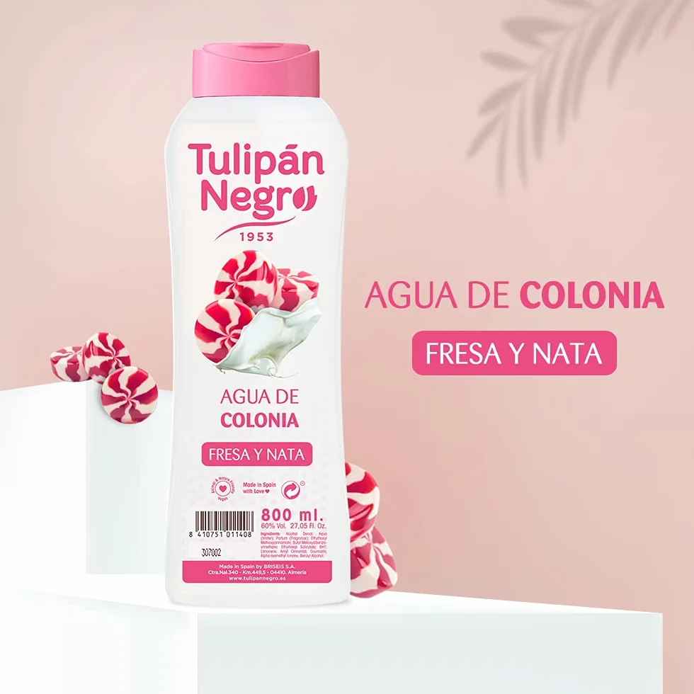 Tulipán Negro Agua de Colonia Fresa y Nata 800 ml Fragancia Dulce Cremosa Unisex