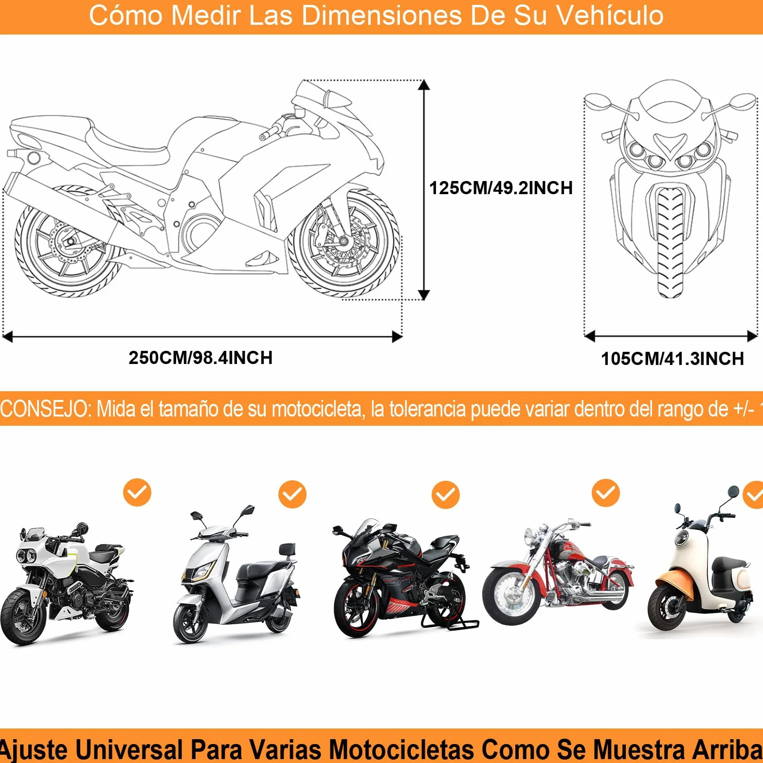 Funda para Moto 125 Exterior Impermeable, Protector Cubierta Scooter, 210D Funda Cubre Moto Universal para Motocicleta Scooter Vespa Grande Motocross XXL