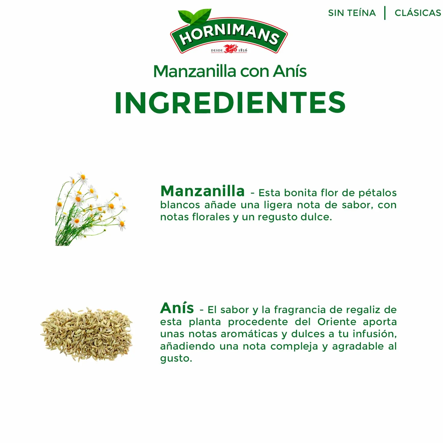 Hornimans Manzanilla con Anís Infusión 25 bolsitas Sin Teína