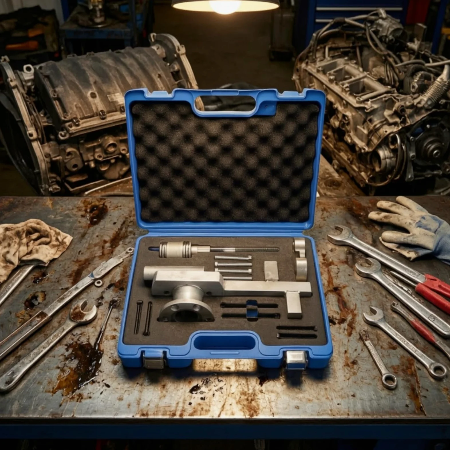 Perfeclan Extractor de Poleas Automotriz Set Extractor Separador Bloqueador con Pieza Principal Metálica y Maletín con Asa Adecuado para Mantenimiento Automotriz Garaje