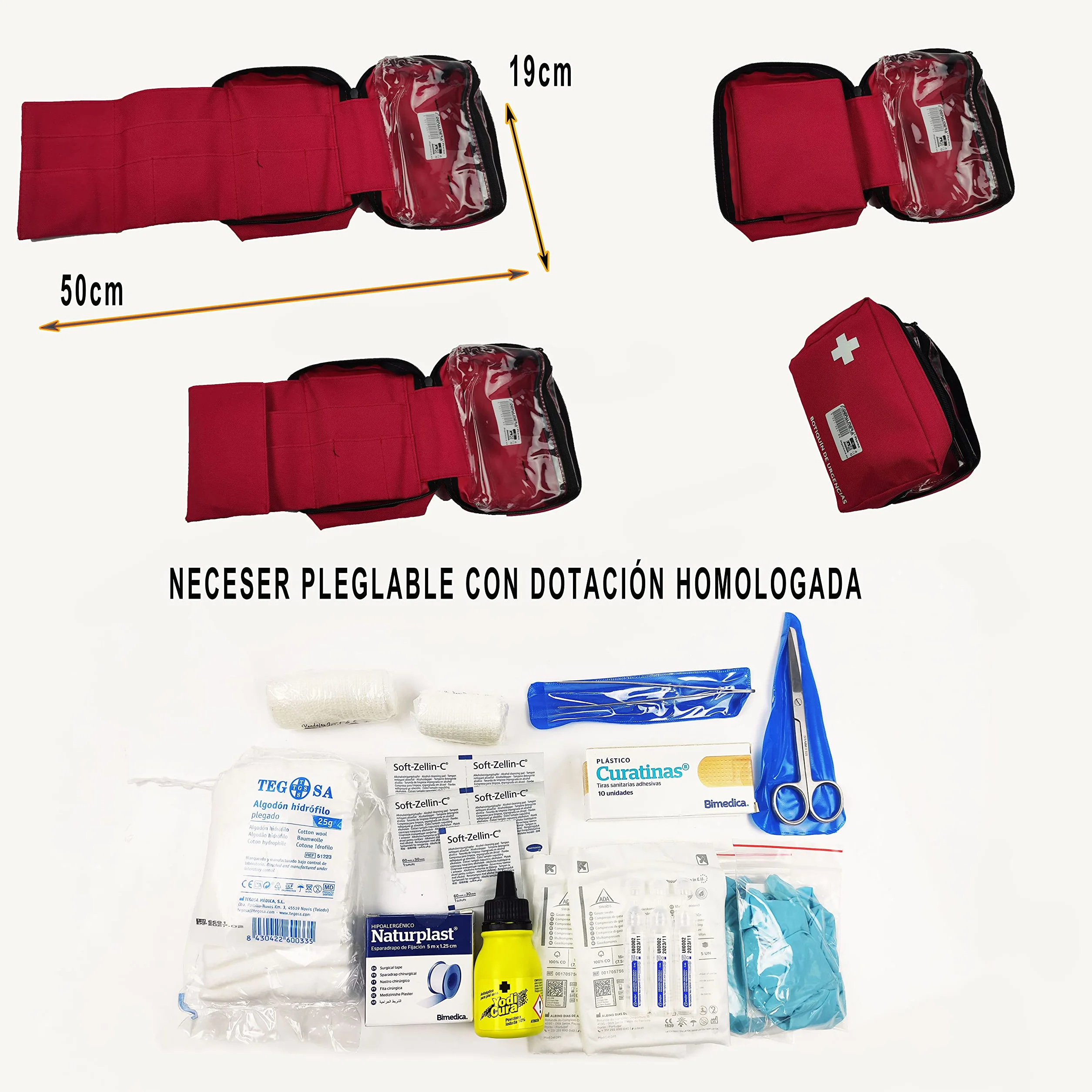 Pharma Botiquín Primeros Auxilios Neceser Extensible Completo Emergencia Homologado Rojo