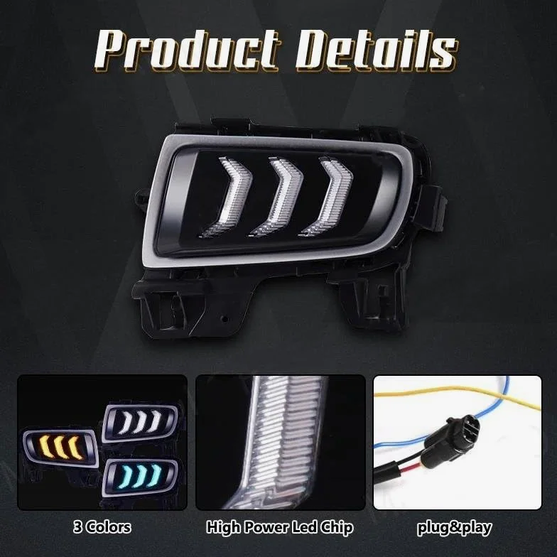 Luces circulación Diurna LED Luces diurnas LED (DRL) para Mazda 6 (2005-2009): faros antiniebla, intermitentes, luz blanca, amarilla y azul. Accesorios para coche, 12 V Conjunto luces antiniebla LED