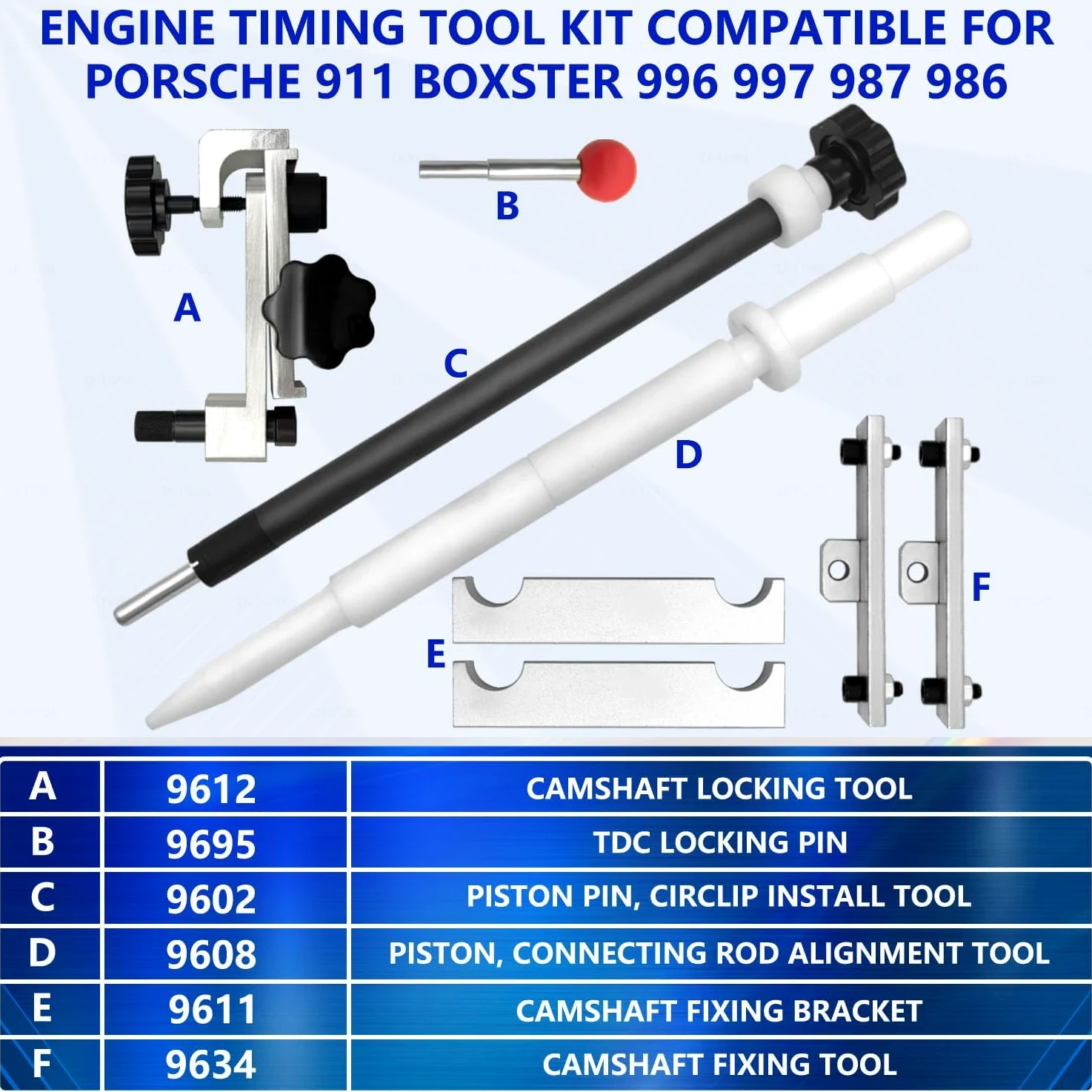 ZKTOOL Kit de herramientas de sincronización de alineación de bloqueo de tensión del árbol de levas del motor | Juego de herramientas de ajuste profesional para Porsche 911, Boxster, 996, 997 y 987.