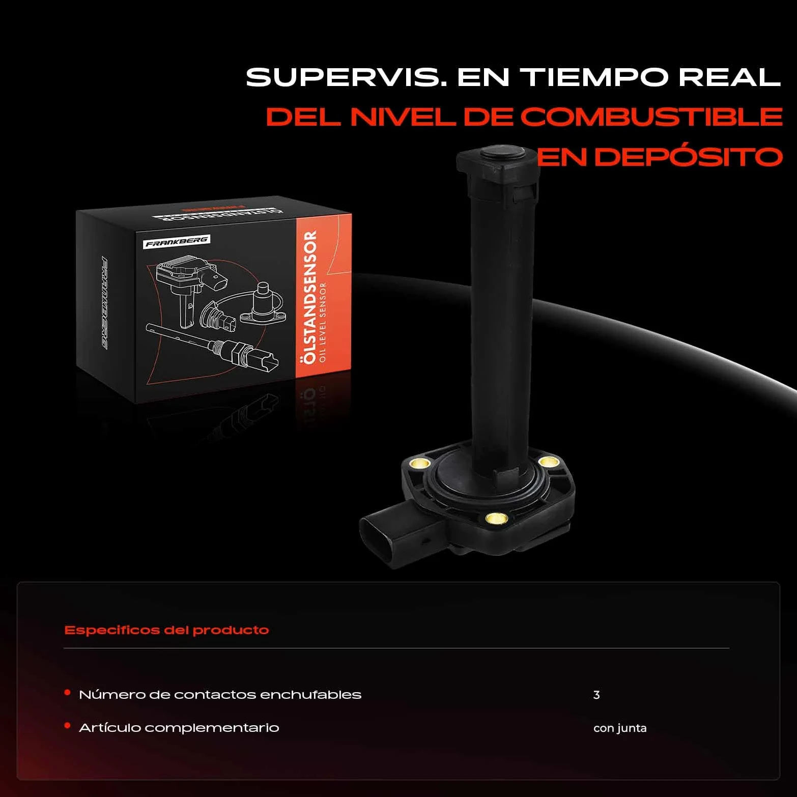 Frankberg Sensor de nivel de aceite | Compatible con: Serie 5 F10, Serie 3 E90, Serie 6 Coupé F13, Serie 5 Touring E61, X6 E71 E72, X5 F15 F85